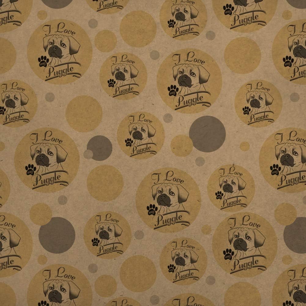 GRAPHICS & MORE I Love My Puggle Premium Kraft Gift Wrap Wrapping Paper Roll