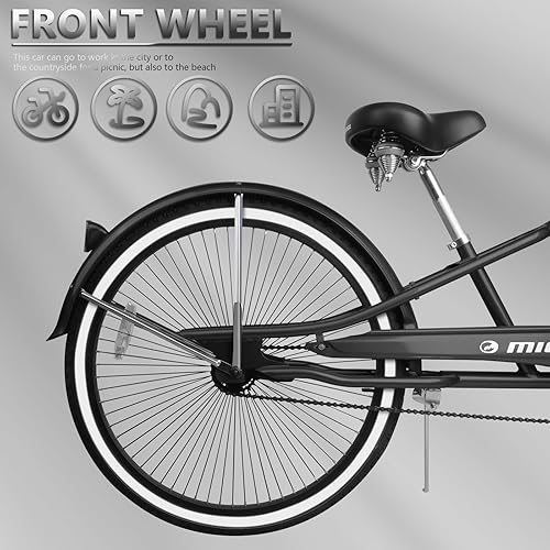 Vista 54 de MICARGI Bicicleta híbrida para adultos de 24/26 pulgadas, bicicleta híbrida de 1/7 velocidades para mujeres, hombres, personas mayores, bicicleta