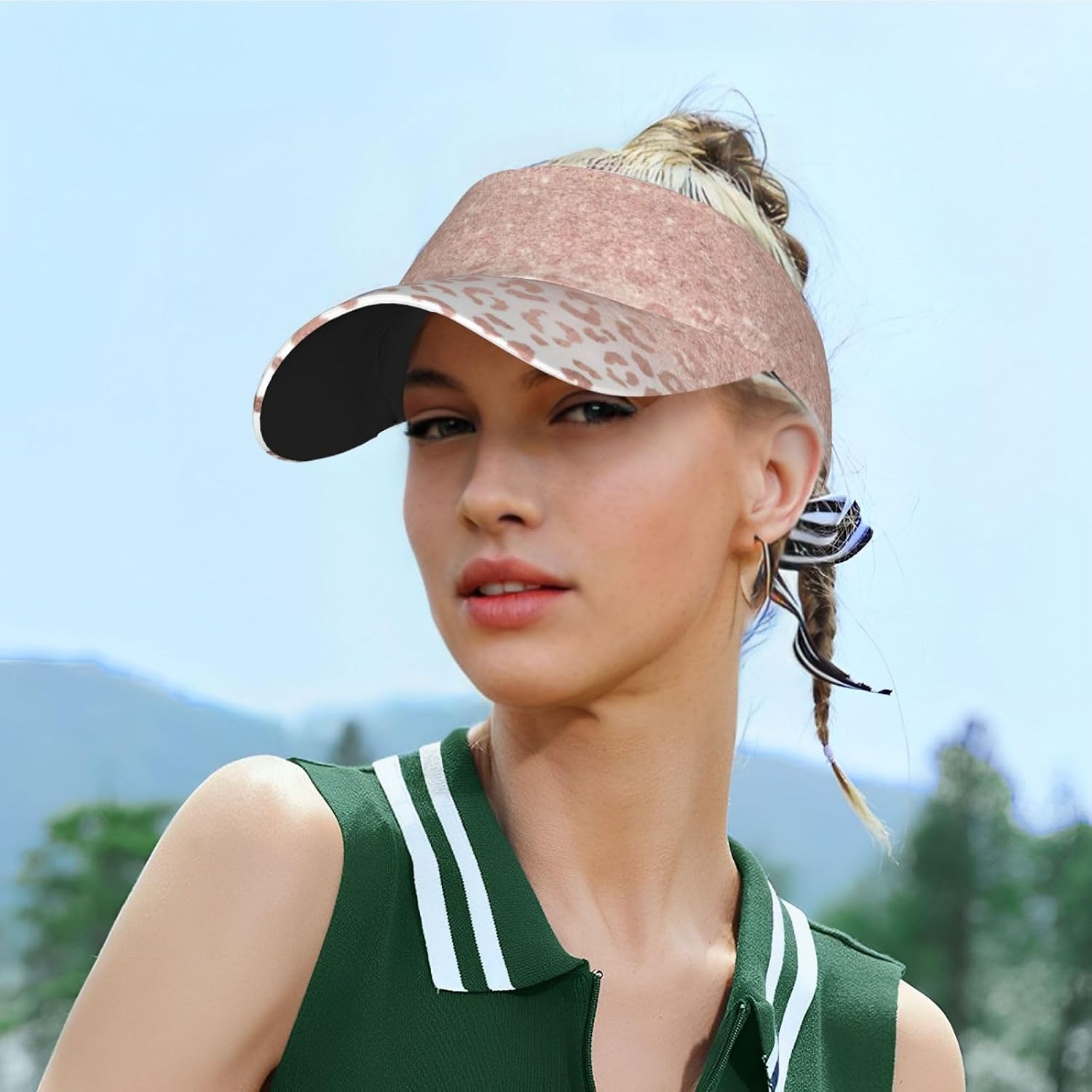 Rose Gold Glitter Print Sports Sun Visor Hats,Adjustable Sun Caps for Men Women Adults Lightweight