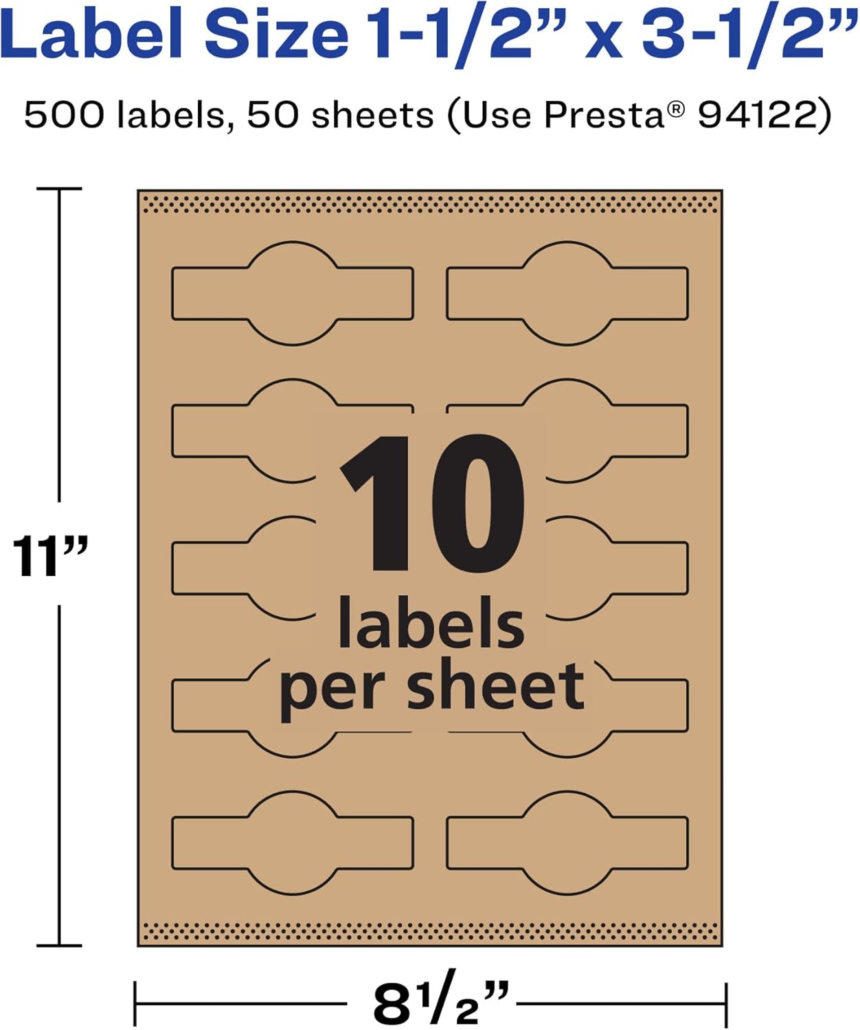 Avery Kraft Brown Wraparound Band Labels, Sure Feed Technology, 1.5" x 3.5", Cigar Band Labels, 500 Total, Print-to-The-Edge, Laser/Inkjet Printable