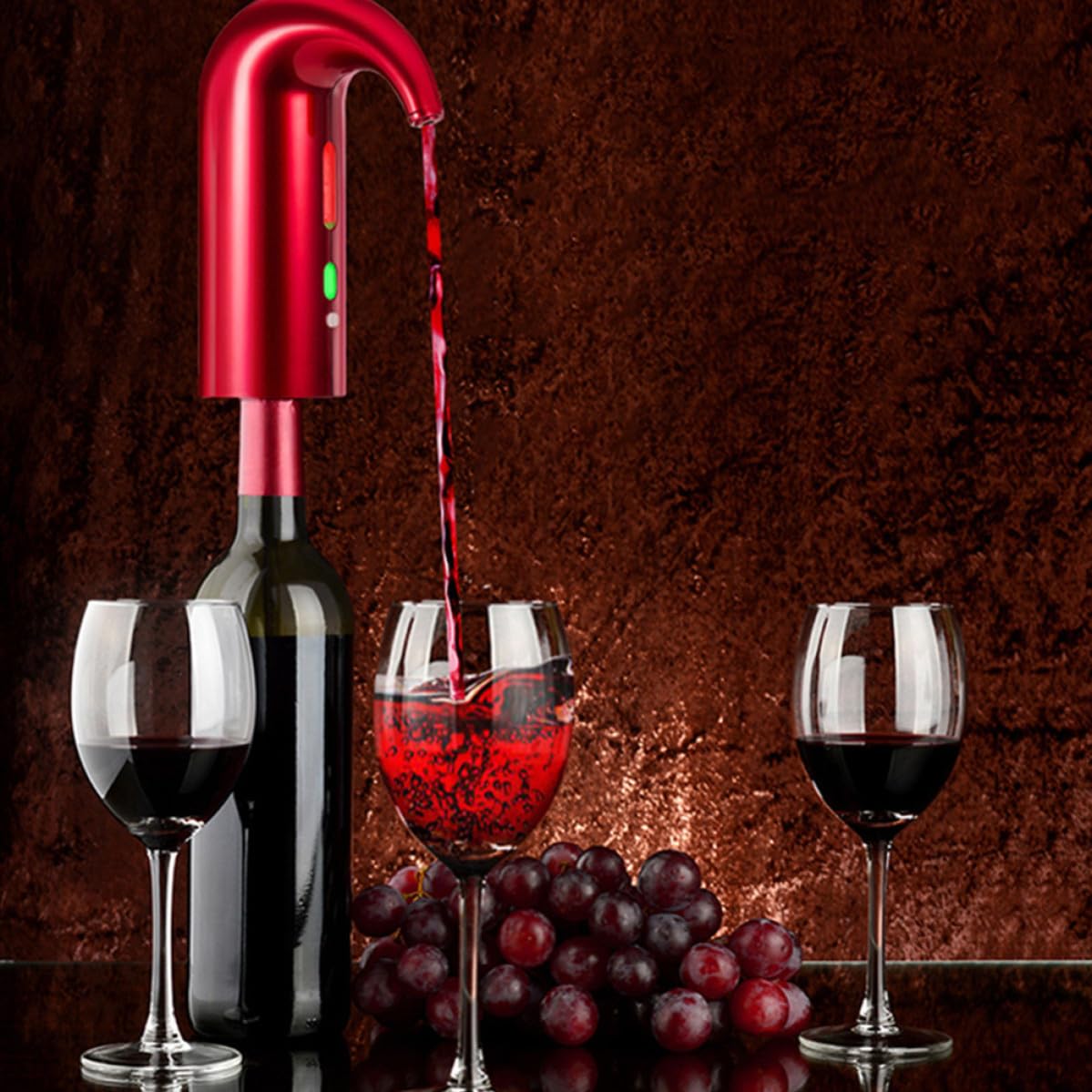 Verseur-aérateur de Vin Électrique Rouge 1500mah, Abs Silicone