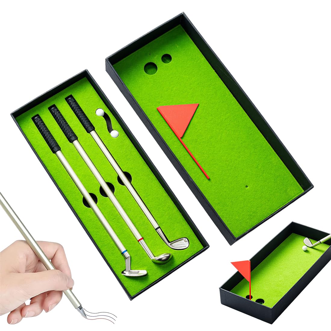 Juego de palos de golf, regalo de mesa, 3 palos de golf, caja de regalo para golfistas