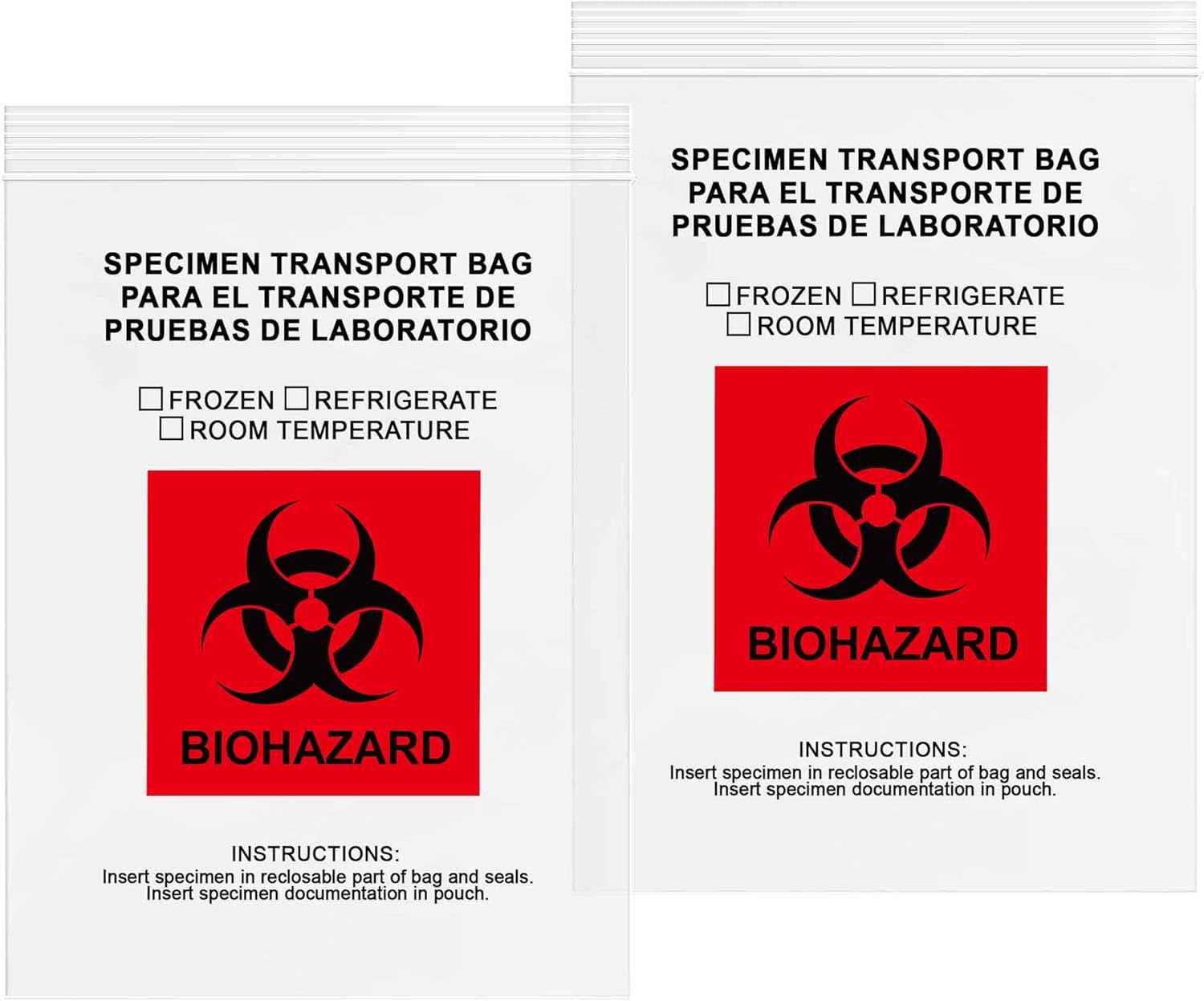 GPI – 8″ X 10″ 100 Pack, Biohazard Specimen Zip Bags, With Pouch, 2 Mil Thick, For Your Laboratory Or Health Care Facility Samples.