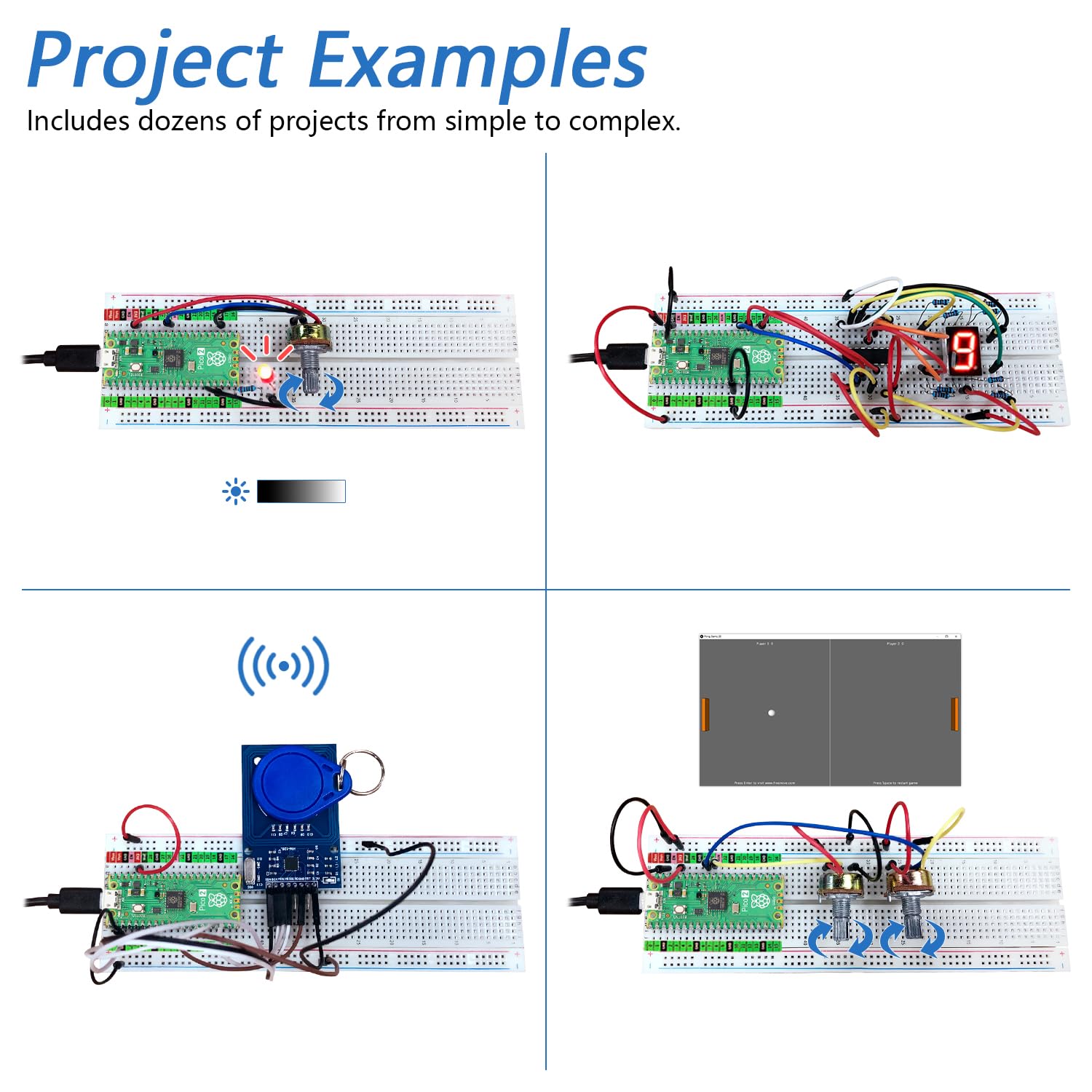 Freenove Ultimate Starter Kit for Raspberry Pi Pico 2 (Included), Dual Arm Cortex-M33 and Dual Hazard3 RISC-V Microcontroller, 767-Page Detailed Tutorial, 224 Items, 119 Projects, Python C Java Code — view 4