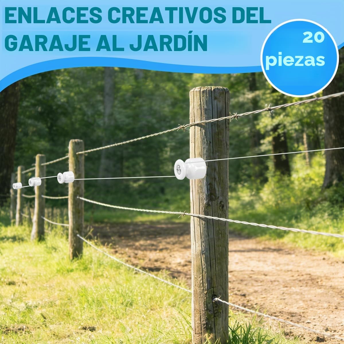 20PCS Aisladores de Porcelana para Cable Trenzado Ø19 mm, Abrazadera Cable Porcelana, Aisladores de Ceramica Blanco, Aislante dePorcelana con Tornillos y Tacos para Seguridad deCable Eléctrico
