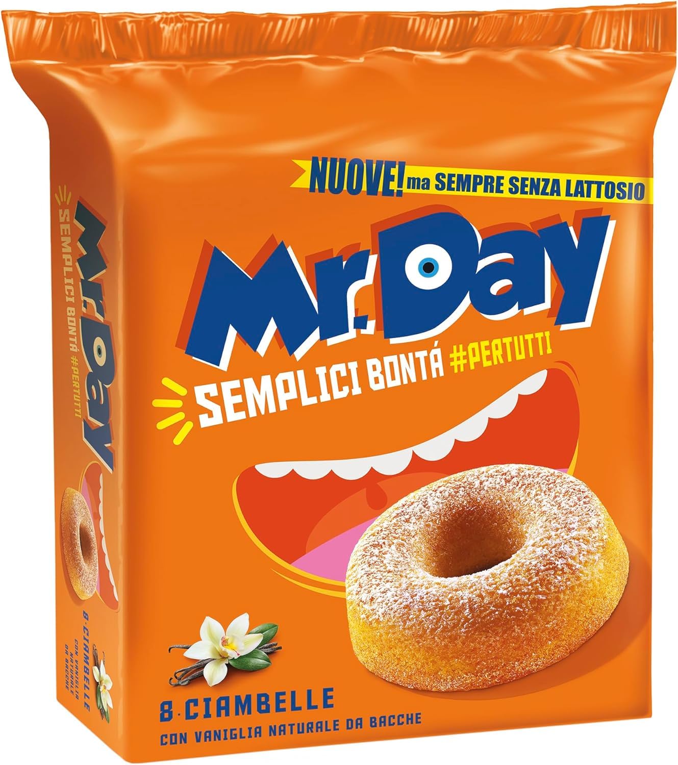 Mr. Day Ciambelle con Vaniglia Naturale da Bacche Senza Lattosio 320g [CAIYA® BOX da 7 Confezioni]