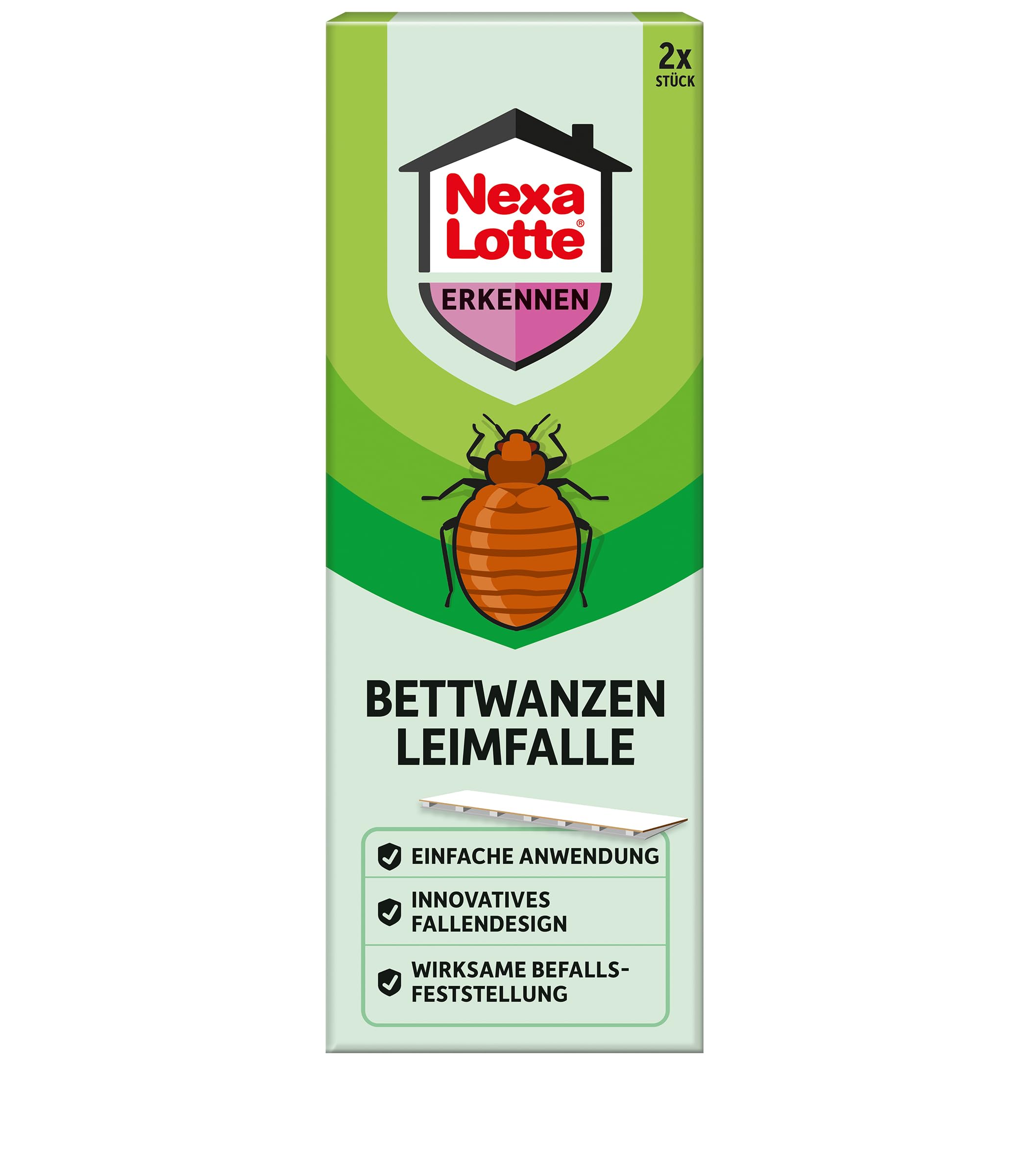 Nexa Lotte Bettwanzen Leimfalle, 2 Stück, effektive Bekämpfung und Prävention, Green