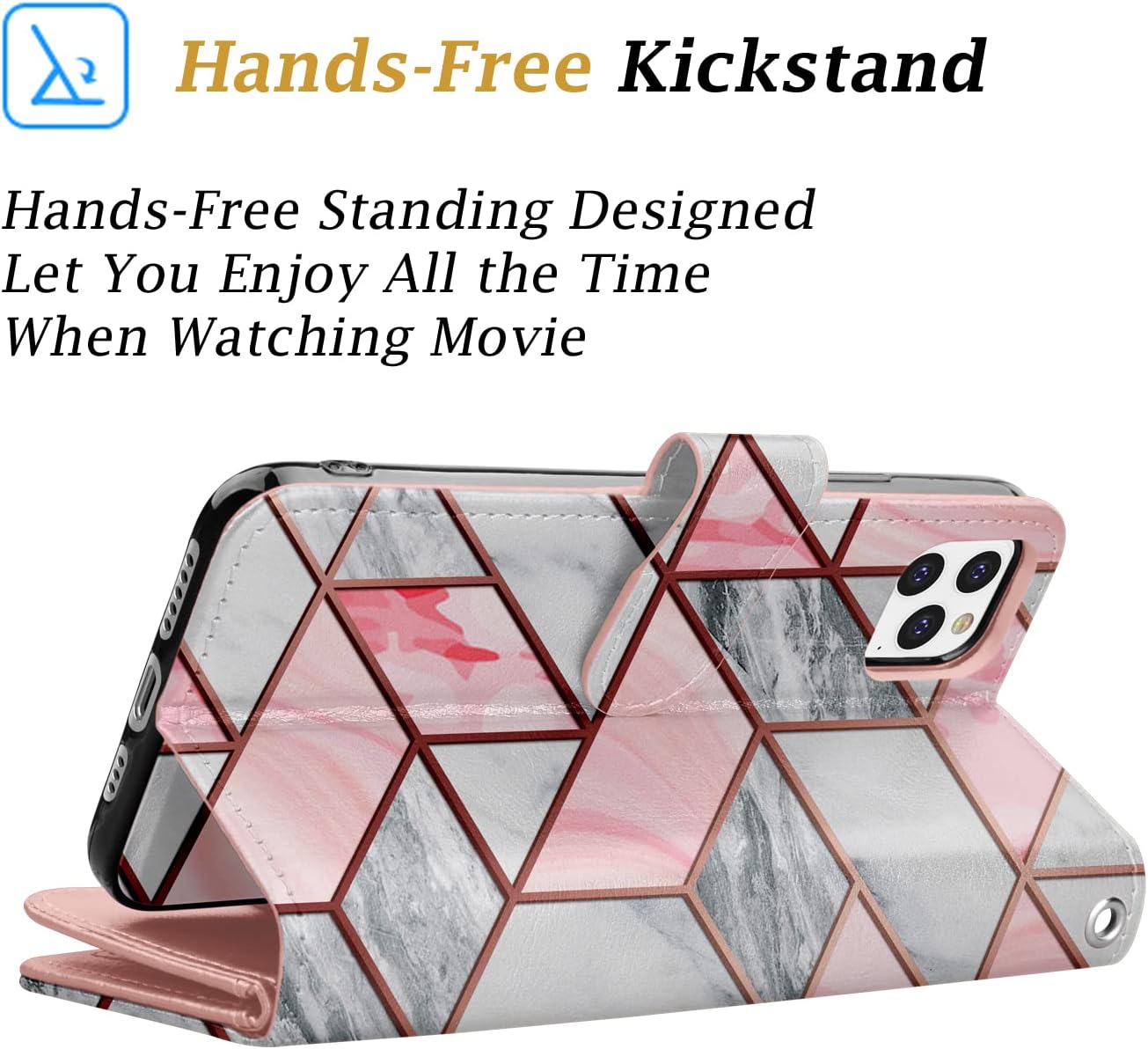 Takfox Wallet Case for iPhone 11, iPhone 11 6.1 Leather Wallet Case with ID Credit Card Holder Slots Folio Flip Kickstand Detachable Magnetic Phone Case & Carrying Wrist Strap for iPhone 11-Marble