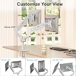 ETHU Dual Monitor Arm, Heavy Duty Gas Spring Monitor Mount with Height Adjustment & Tilt, VESA Desk Mount with Dual Installation Options for 17-38 inch Screens up to 26.4lbs, White