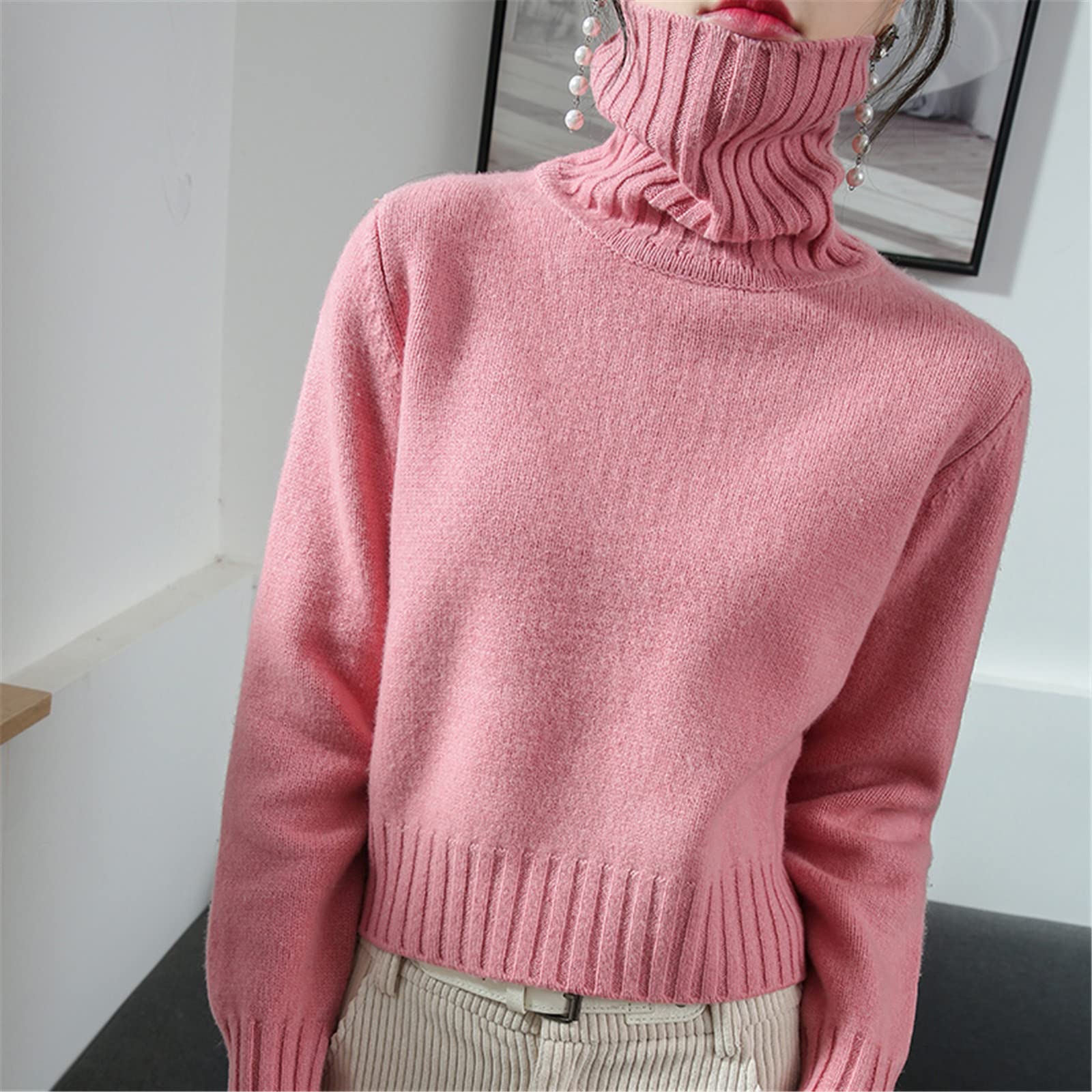 Kelsiop Camicia a maglia calda del fondo lavorato a maglia calda del pullover del maglione del cachemire della lana 100%