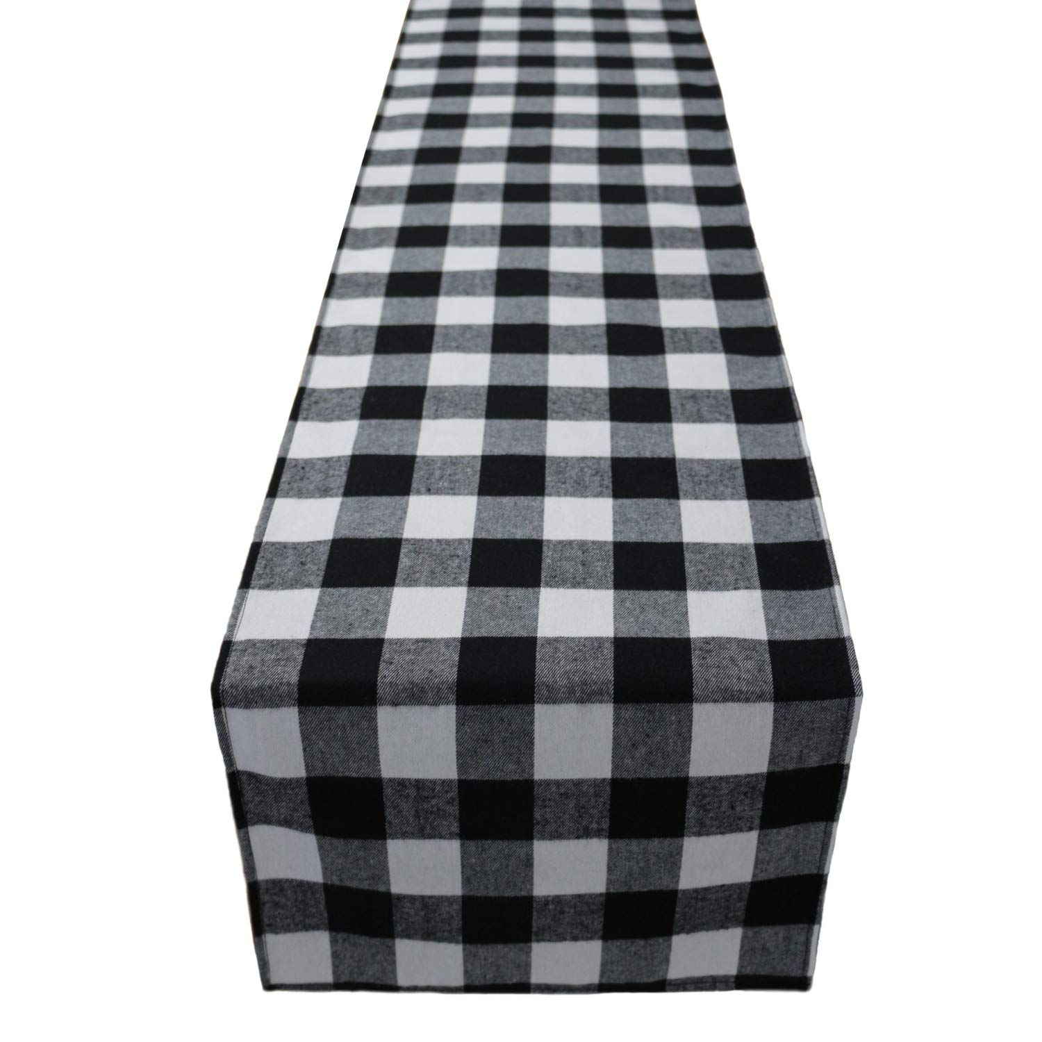 Cotton Buffalo Check Table Runner, Black and White Plaid Table Runners, Farmhouse Style Table Runners for Family, Holiday, Christmas, Indoor Outdoor Parties Decoration, 14x108 inches