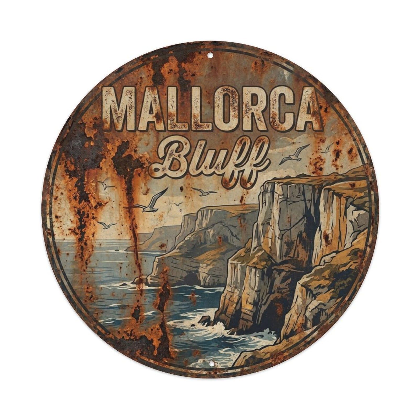Vintage Travel Mallorca Spain Cliff Metal Tin Sign