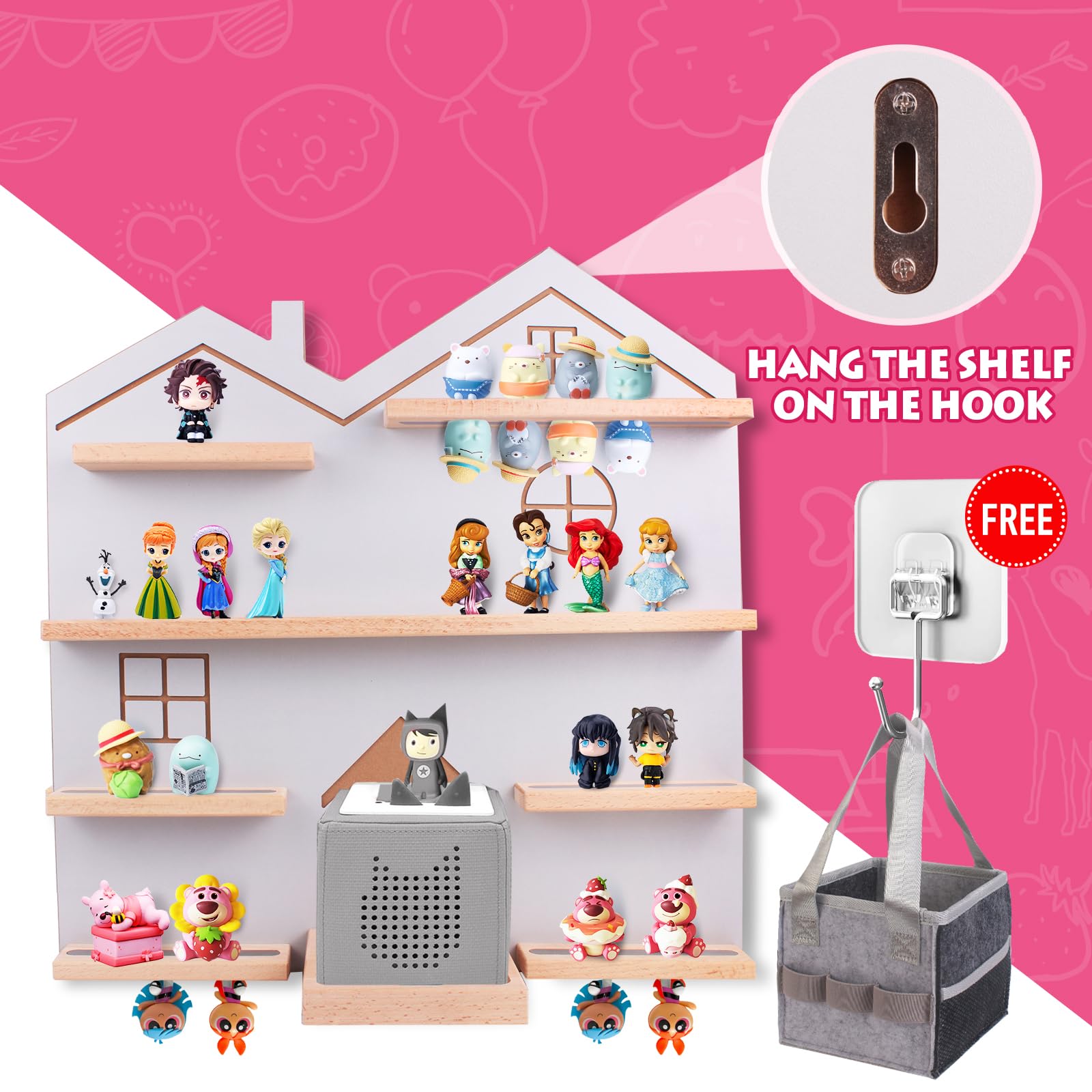 Givilio Großes Tonie-Regal für Toniebox – Toniebox-Aufbewahrung für All Ihre Tonie-Accessoires, Toniebox-Figuren und Toniebox-Figuren, Display-Kollektion, Tonie-Regal (weiß)