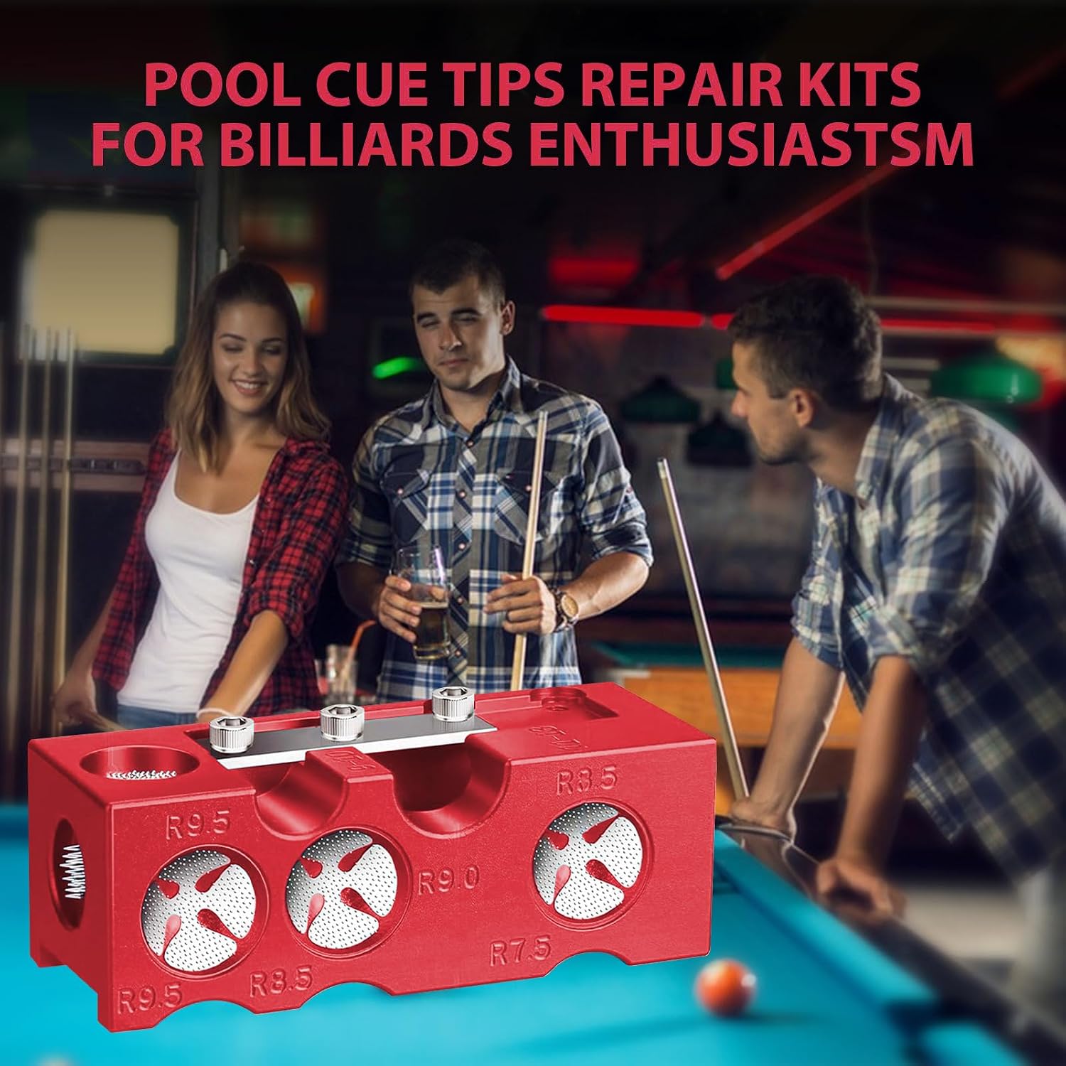 11-in-1 Billiards Pool Cue Tip Shaper, Pool Cue Tips Replacement Kit, Pool Cue Tips,Pool Cue Tip Tool for Replacement and Shaping Cue Tips