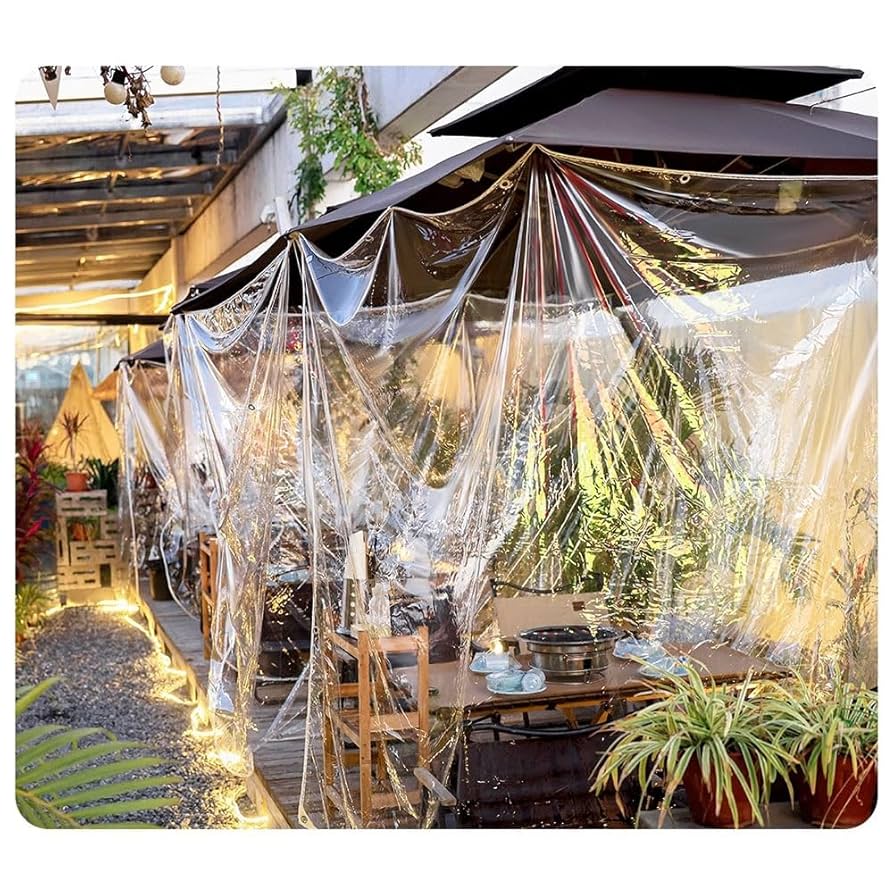 クリアタープ 金属製グロメット 結束ロープ付 防水 防塵 温室 庭 パティオ クリアタープ 金属製グロメット 結束ロープ付 防水 防塵 温室 庭