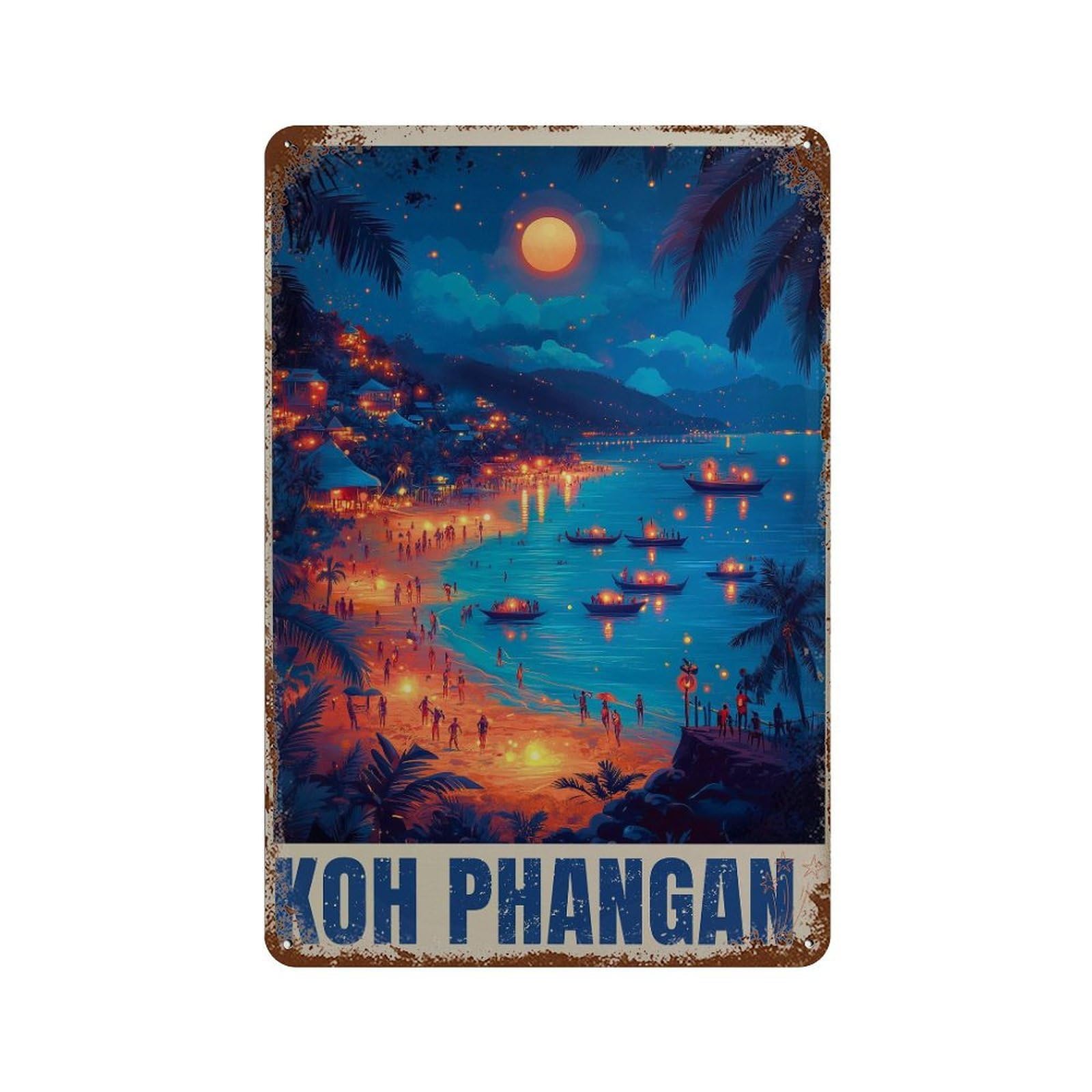 xiaoxiaoshen Koh Phangan Travel Thailand Full Moon Party (2) Wall Decor Art Metal Tin Poster Modern Home Decor Art Home Bar Shop Decorations Vintage Sign 30x20cm