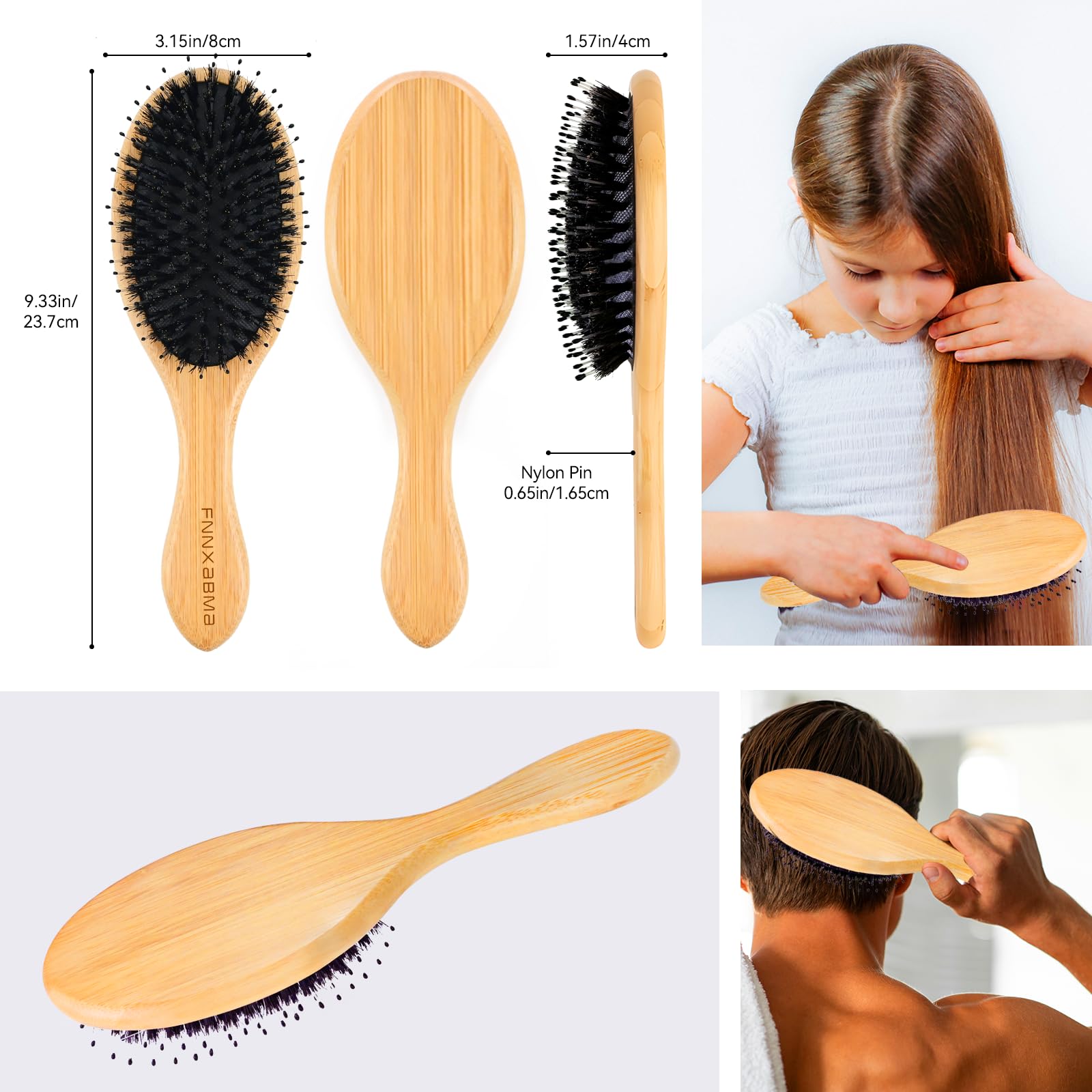 Cepillo de pelo de cerdas de jabalí, cerdas de jabalí y cerdas de nailon, suaviza el encrespamiento y evita roturas en fino y recto, mejora el brillo y la salud, el mejor cepillo de pelo de paleta