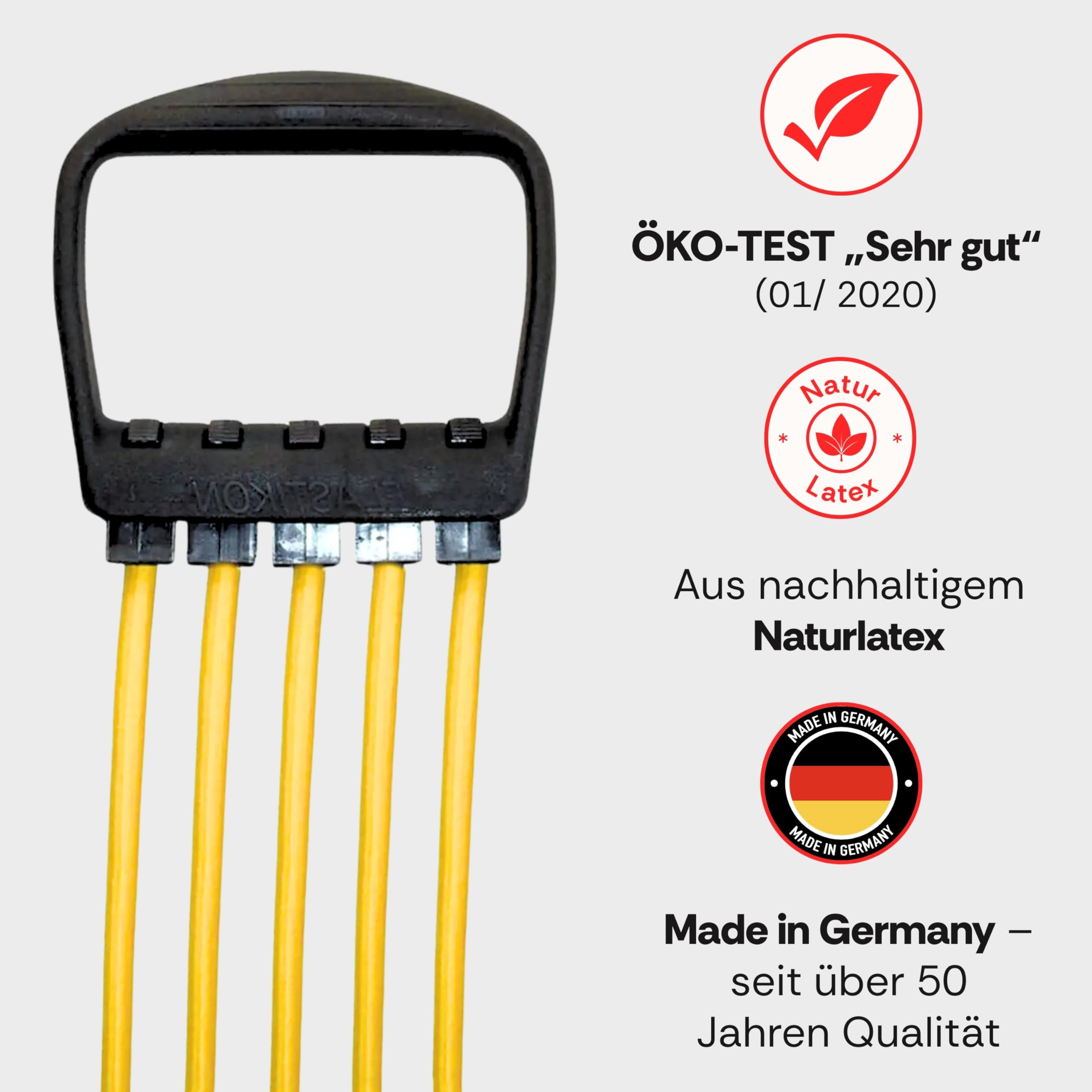 Deuser Expander Original with Handles, Made in Germany for Over 50 Years, Made of Natural Latex, for Strength Training, Fitness, Sports, Pull-Ups, Yoga
