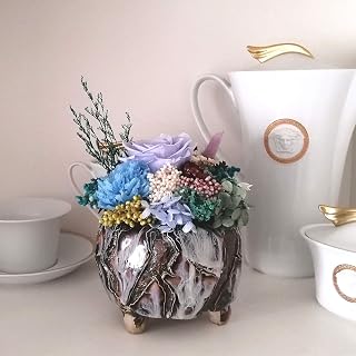 Preserved Flower Forever Rose in Handmade Ceramic Plant Pot Planter | Everlasting Floral Arrangement Home Office Decor Gift for Her