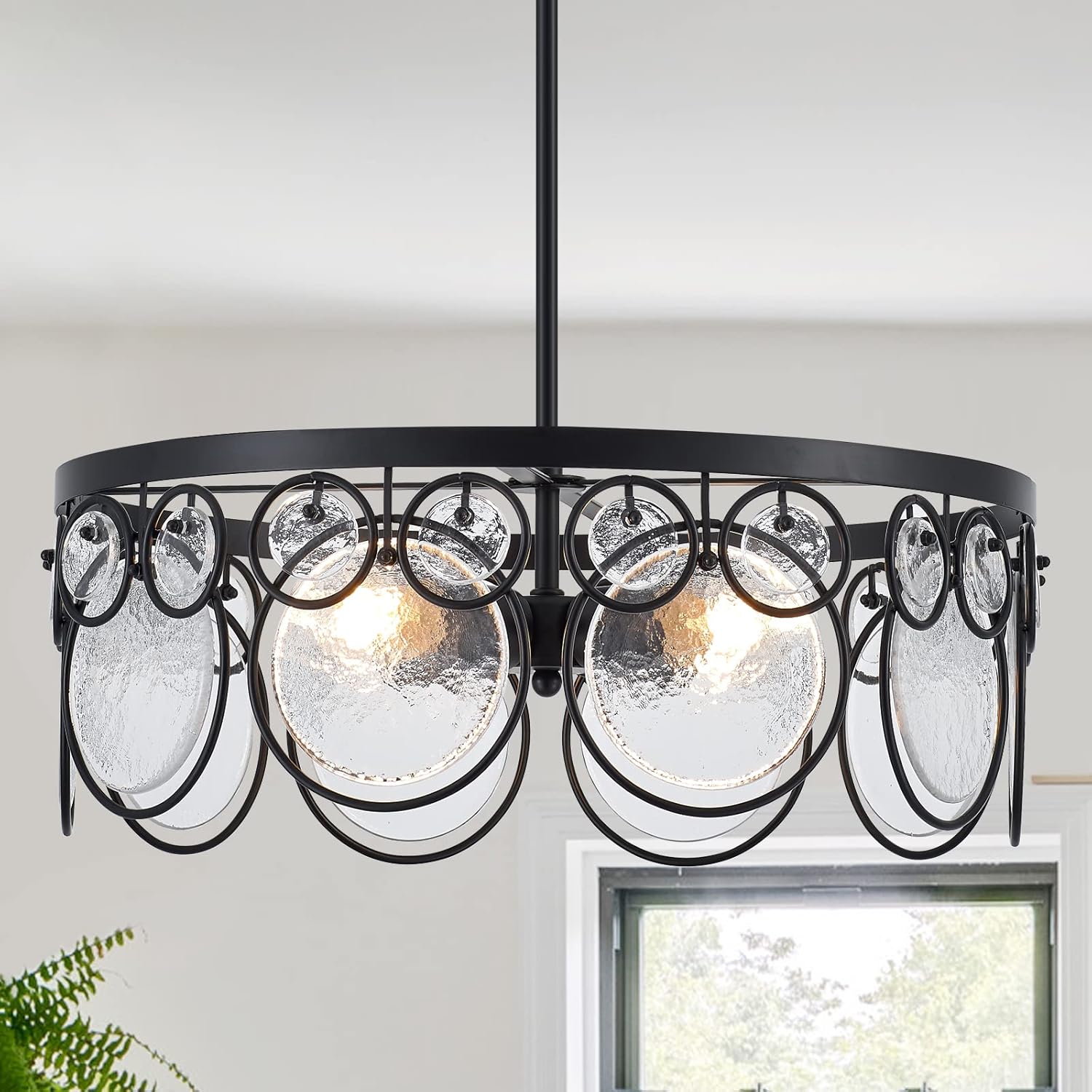 VANZARLA Modern Industrial Farmhouse Chandelier for Dining Room Glass