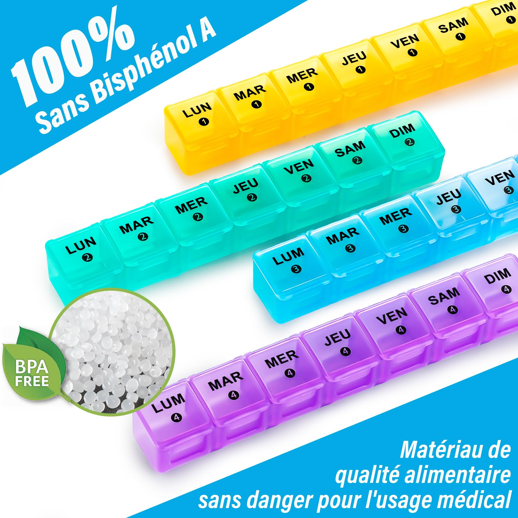 Organizador de pastillas semanal grande para 28 días