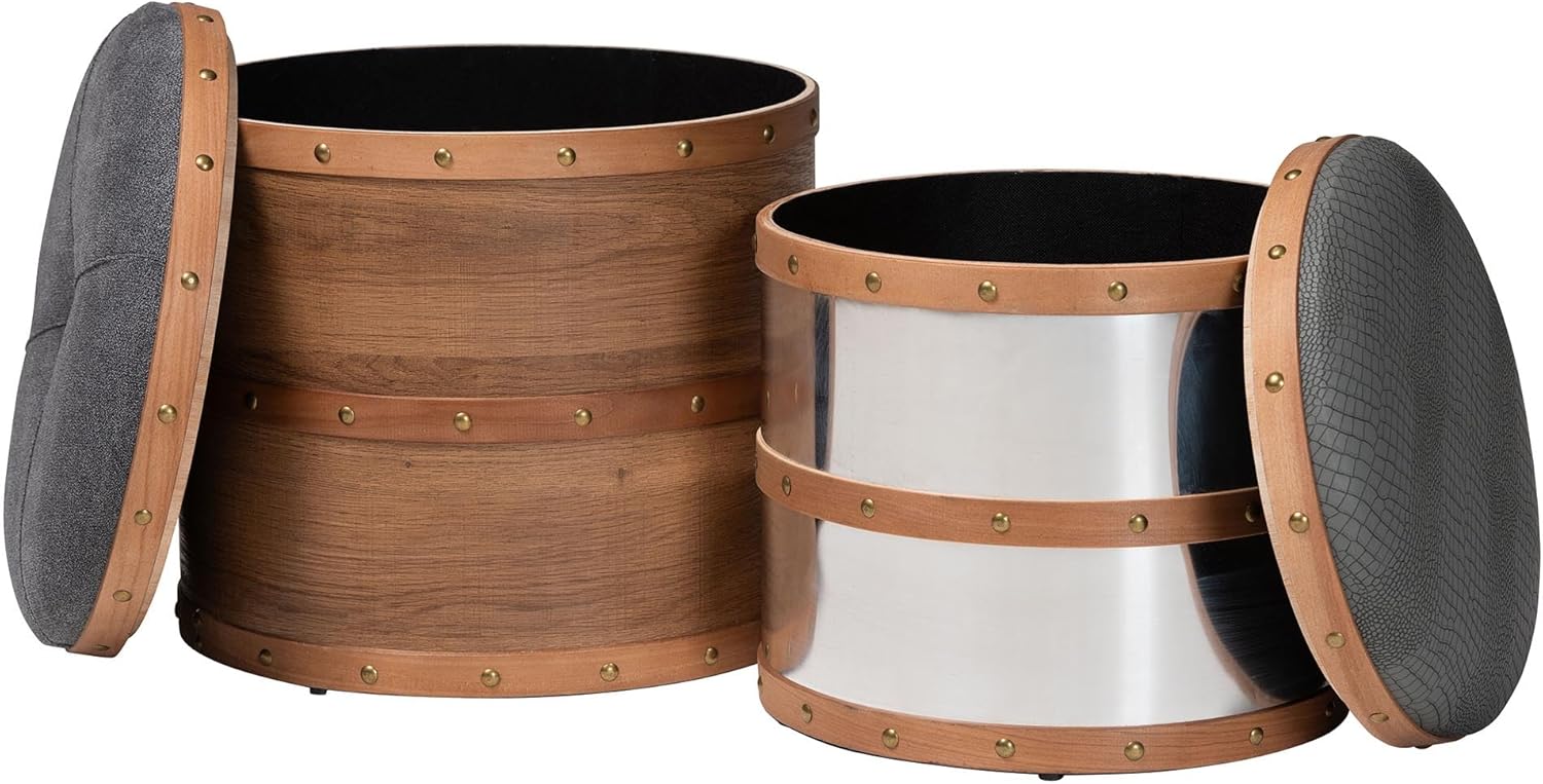 Baxton Studio Ottomans, Brown/Mirrored