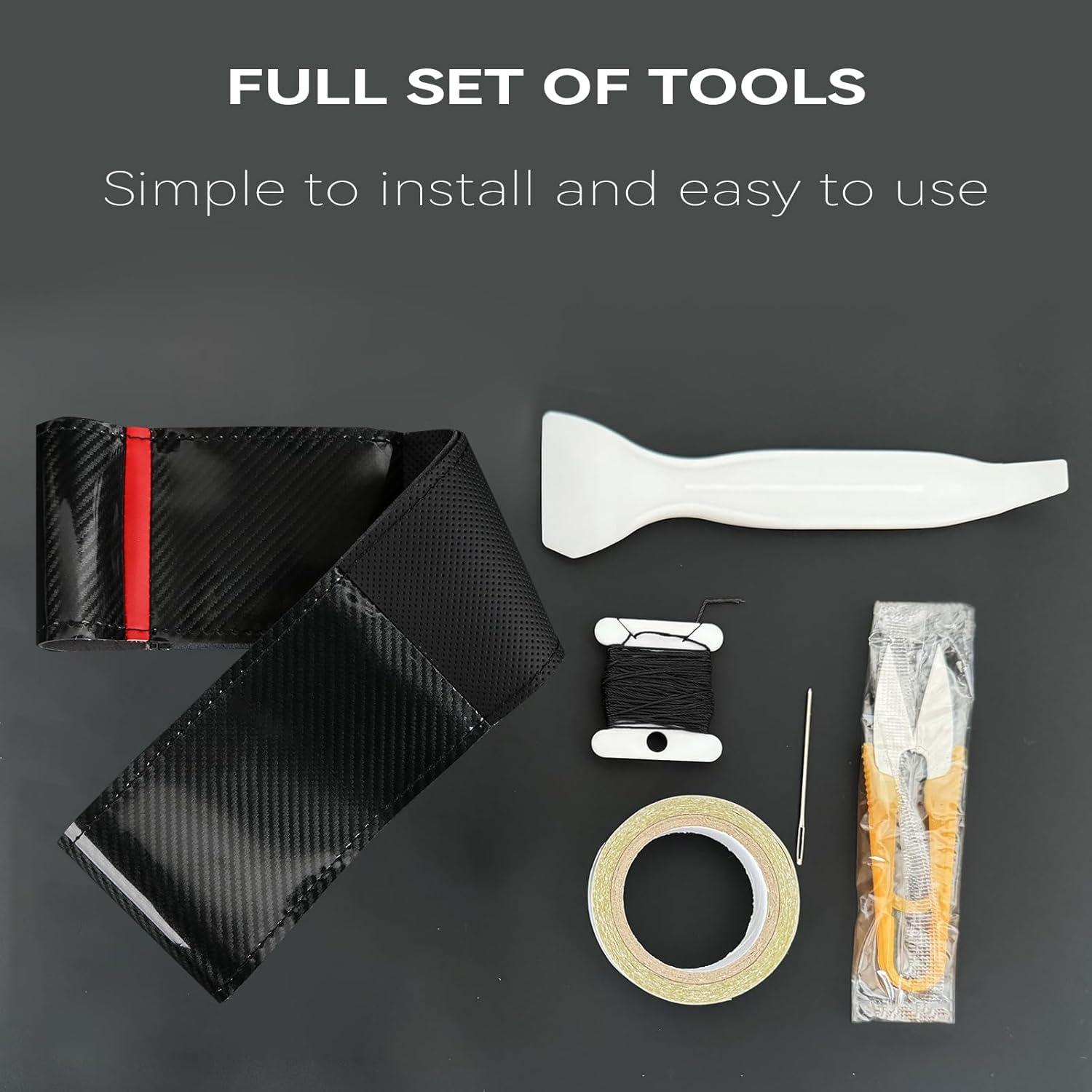 Car Steering Wheel Cover Carbon Fiber Stitch Wheel Wrap Fit for Ford Fusion Mondeo 2013-2014 Ford Edge 4dr SUV 2015-2017 Ford Fusion Sedan 2013-2018,Black