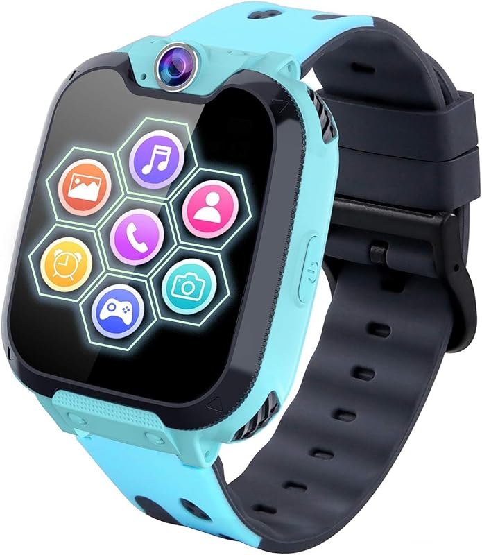 PTHTECHUS Gyerek Okosóra 7 Játékkal - MP3 Zenelejátszó Érintőképernyős Smartwatch Kamerával, 1GB SD Kártyával, Kék, 4-12 Éveseknek