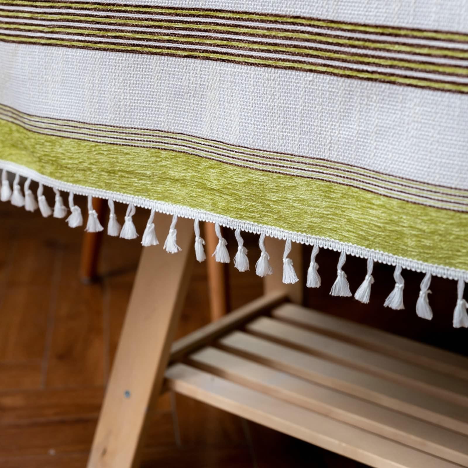 Tischdeko Elegant, Baumwolle Leinen Mehrfarbiges Streifenmuster Tischtuch für Küche, Picknick, Tischdekoration, Gelbgrün, 140 x 240 cm
