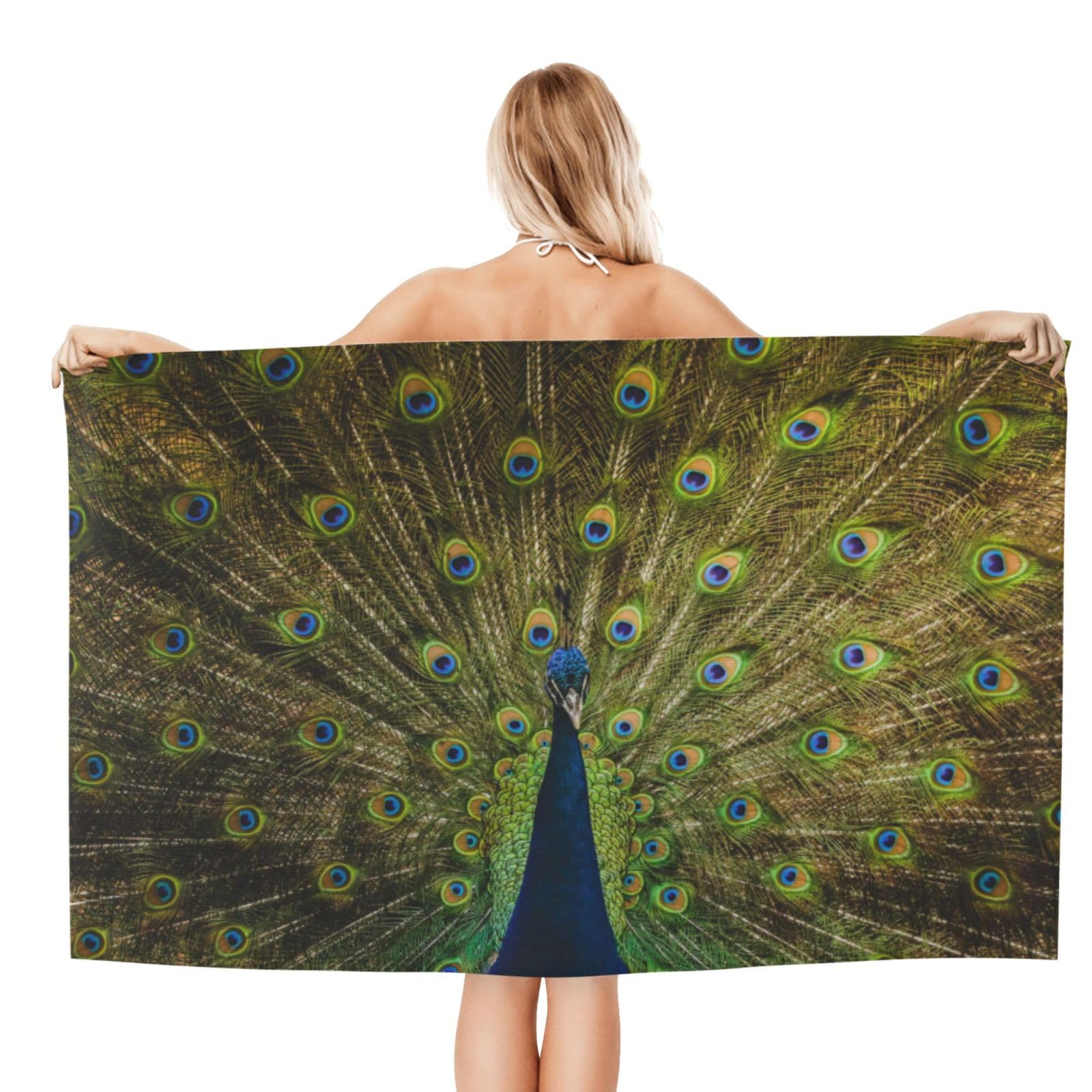 Pretty Peacock Beach Towel - Microfiber Quick Dry, Sand Resistant, 32x52 Inches, Oversized For Adults - View #4