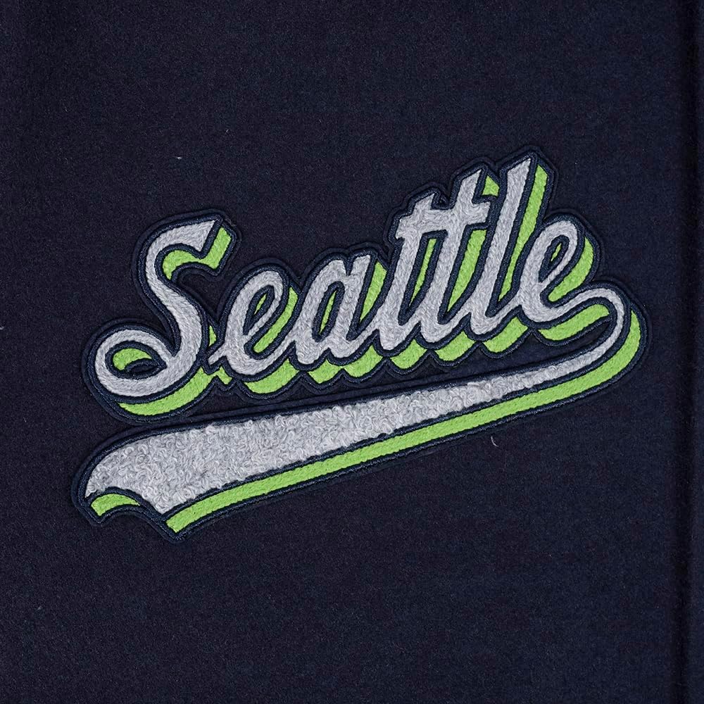 Pro Standard Mens NFL Seattle Seahawks Script Tail Varsity Jacket - Image 5