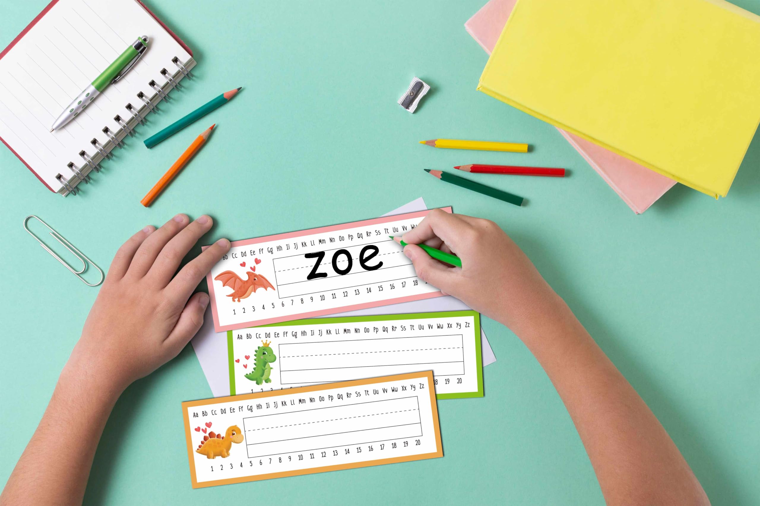 Desk Name Tag Classroom, Dinosaur Love Theme Name Plate for Desk Labels, Name Tags for Student Desk Labels Locker Stickers, School Teaching Students Supplies A06 - Image 3