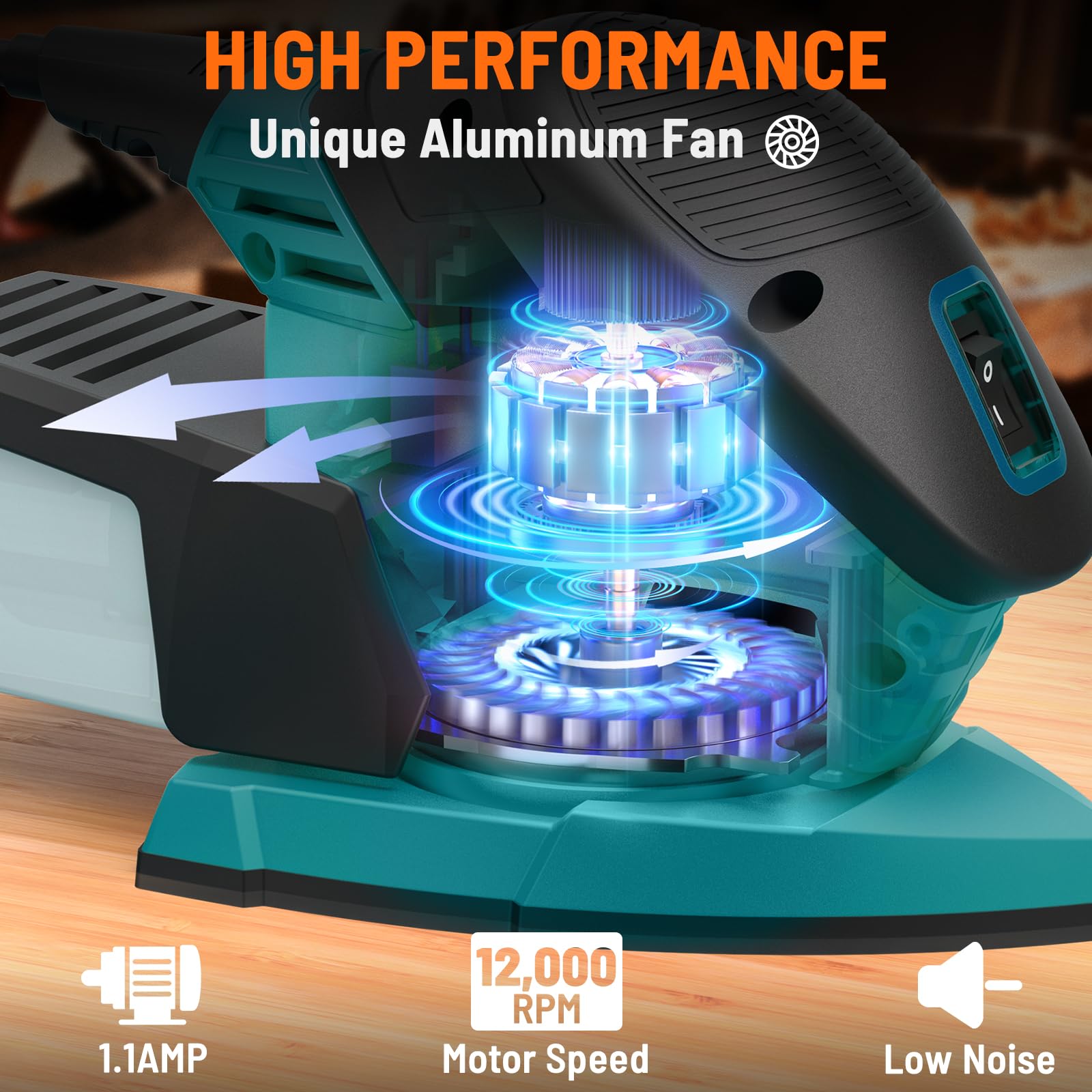 DOVAMAN L5 APEX Lijadora Madera 130 W, 12,000 RPM Lijadora Eléctrica Con Recolección de Polvo Eficiente, 12 Hojas de Lija, Ideal para Madera, Metal y Muebles