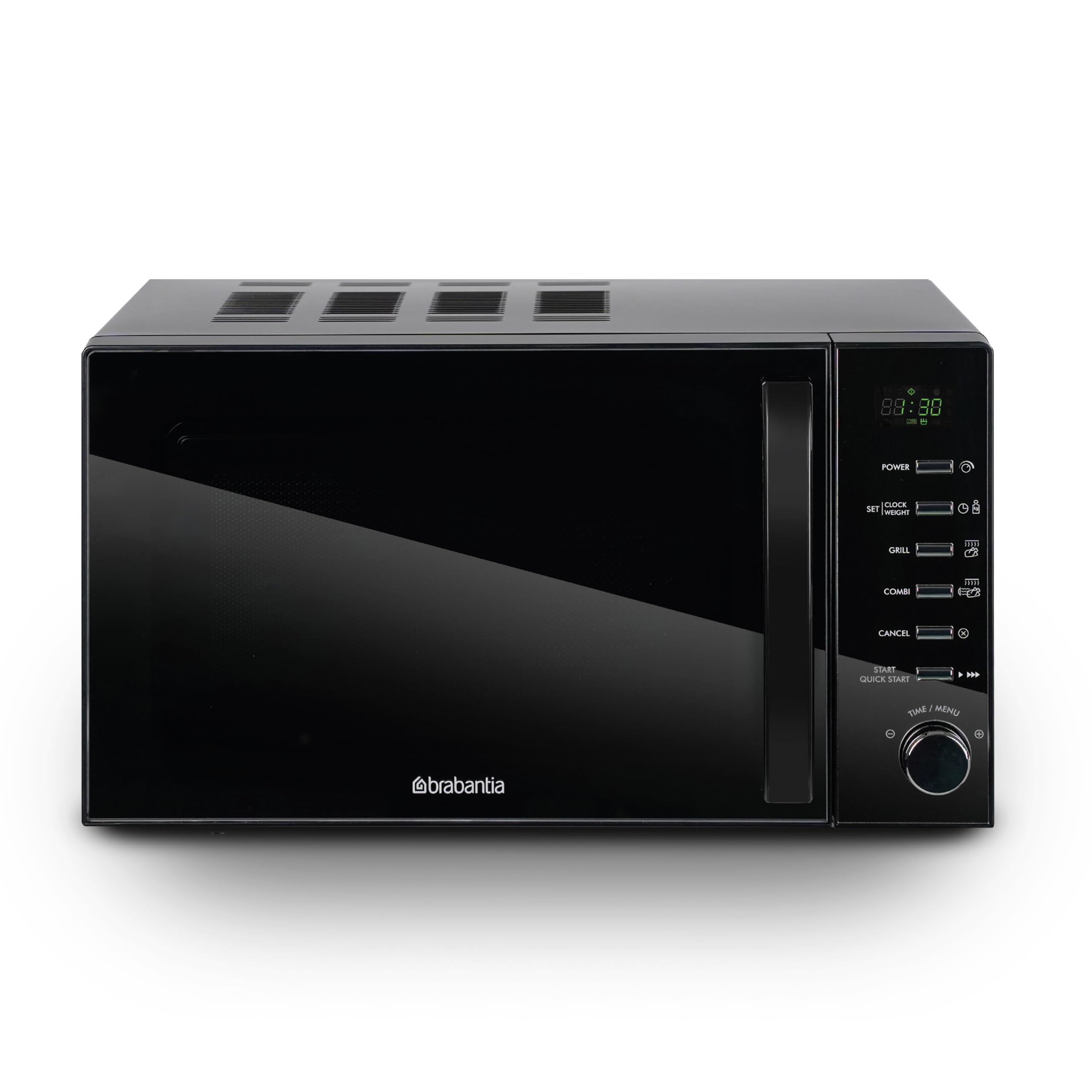 Microondas Brabantia con Función Grill, 20 Litros, Libre Instalación, 13 Programas Automáticos, 6 Niveles de Potencia, Temporizador Digital, Gran Capacidad, 700W, Negro, BBEK1145DG