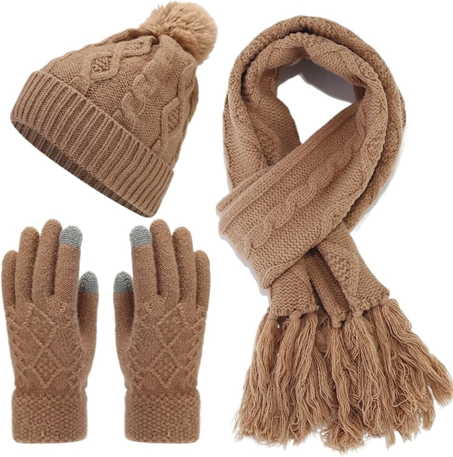 Winter Hat Scarf Gloves Set Knit Hat Scarf and Gloves 3PCS Cold Weather for Cold Weather Women Men
