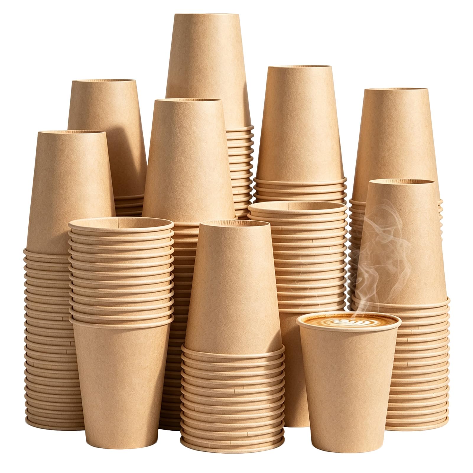 Kraft Paper Coffee Cups - 300 Pack -8