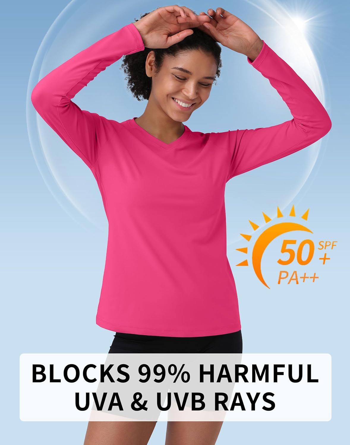 Pioneer Camp Women's UV Sun Protection SPF Shirt V Neck UPF 50+ Long Sleeve Workout Tops Quick Dry Rash Guard Hiking Running - Image 3