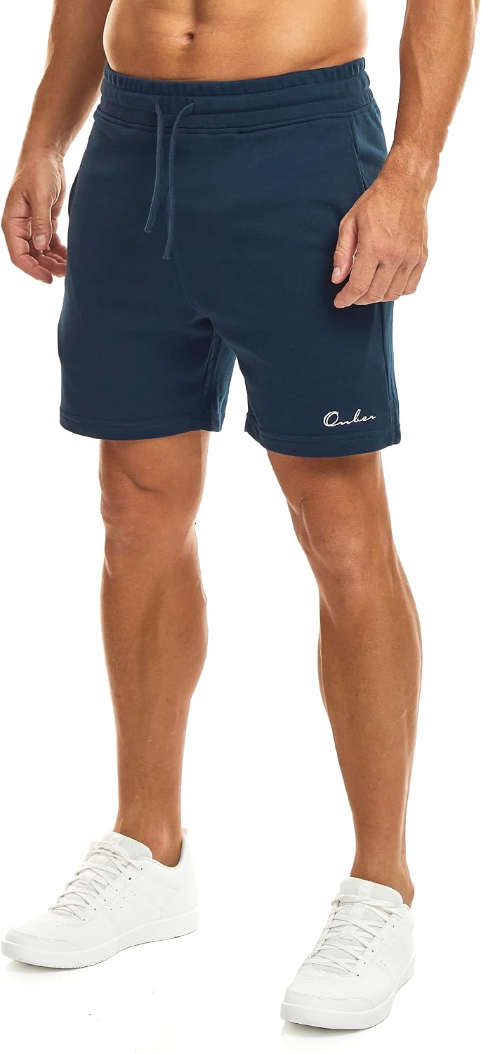 Ouber Men's Cotton Sweat Shorts Athletic Gym Workout Shorts Sporty Casual Shorts