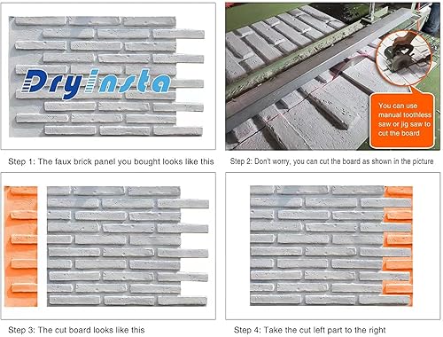 Miniatura 4 de Paneles de ladrillo sintético, paneles de pared 3D para interiores y exteriores, pared artificial (32 pies cuadradoscaja, rojo con blanco lavado)