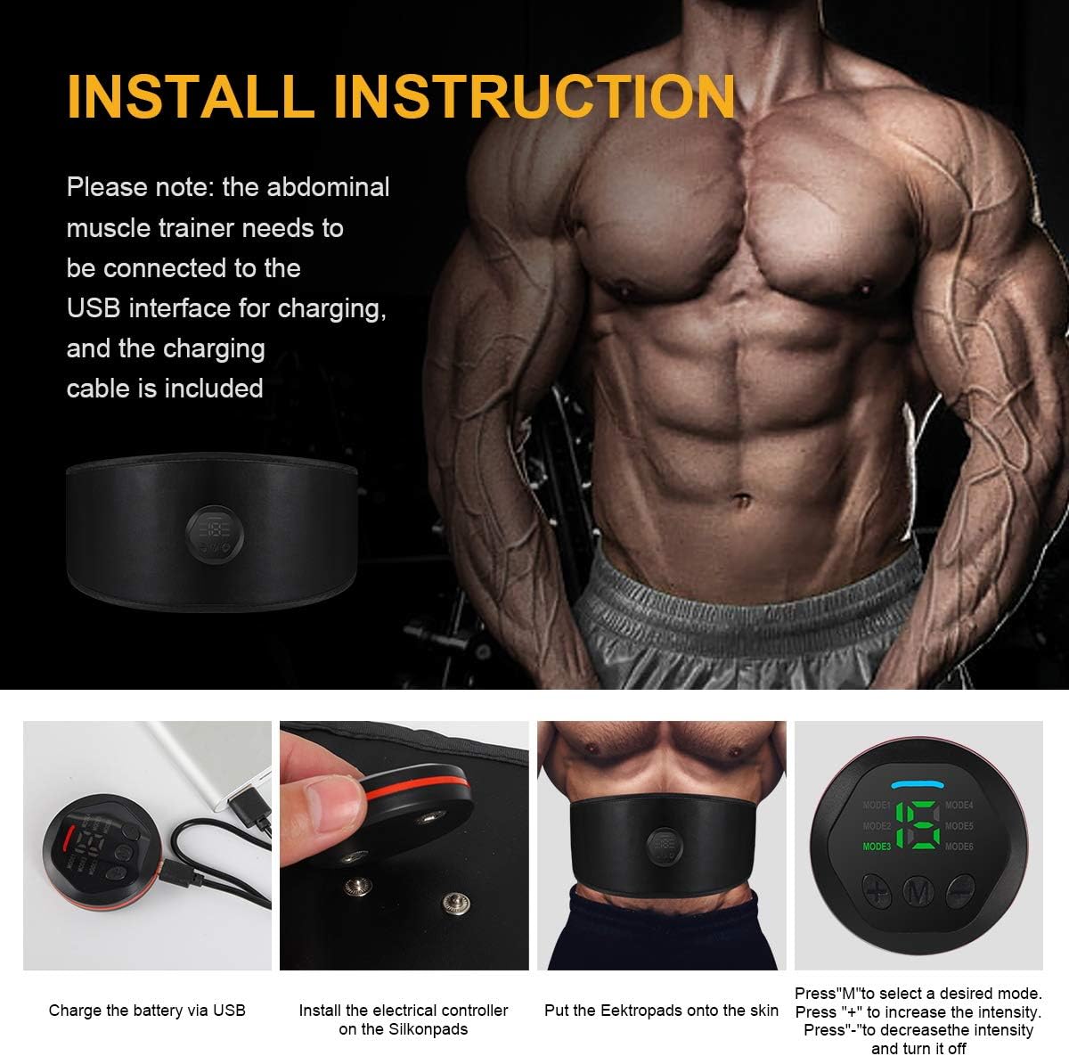 Ems Muscle Stimulator Muscle Toning Training Belt, Muscle To...