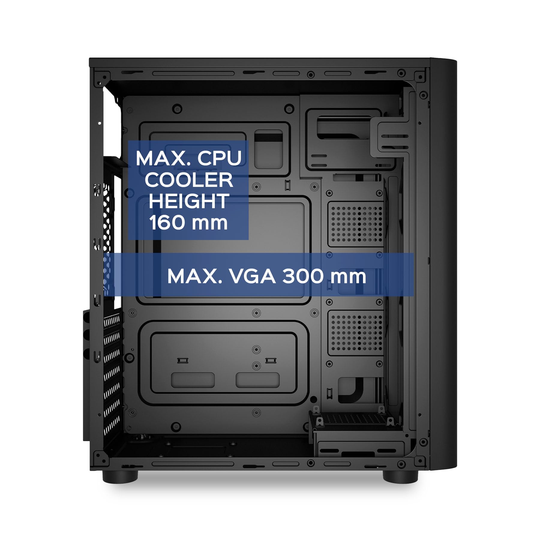 UNYKAch Caja ATX UK8026 – Torre ATX/Micro ATX/ITX con USB 3.0 y USB Tipo C, hasta 5 Discos, 7 Slots de Expansión y Soporte hasta 300 mm GPU
