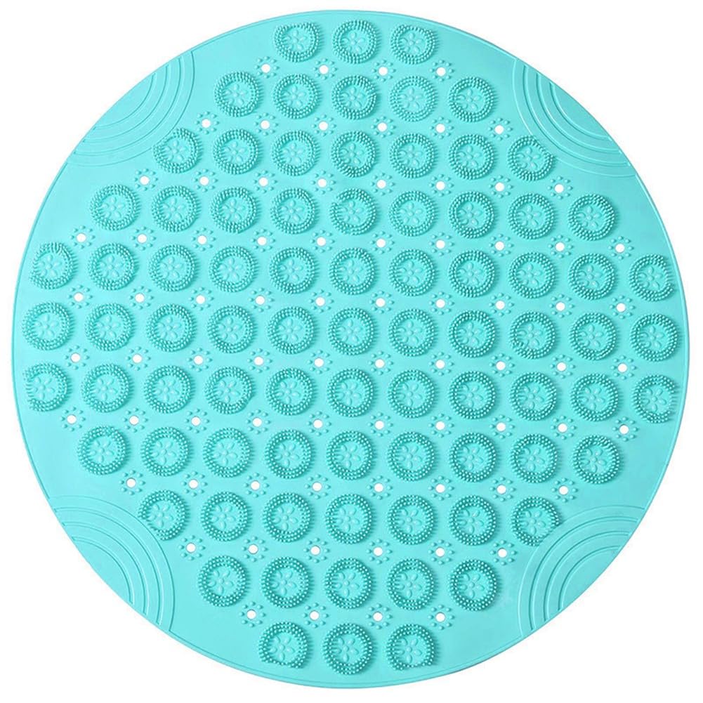 Homedek Green Round Non-Slip Shower Mat, Bath Mats With Strong Suction Effect, Drain Holes And Raised Massage Loop, C