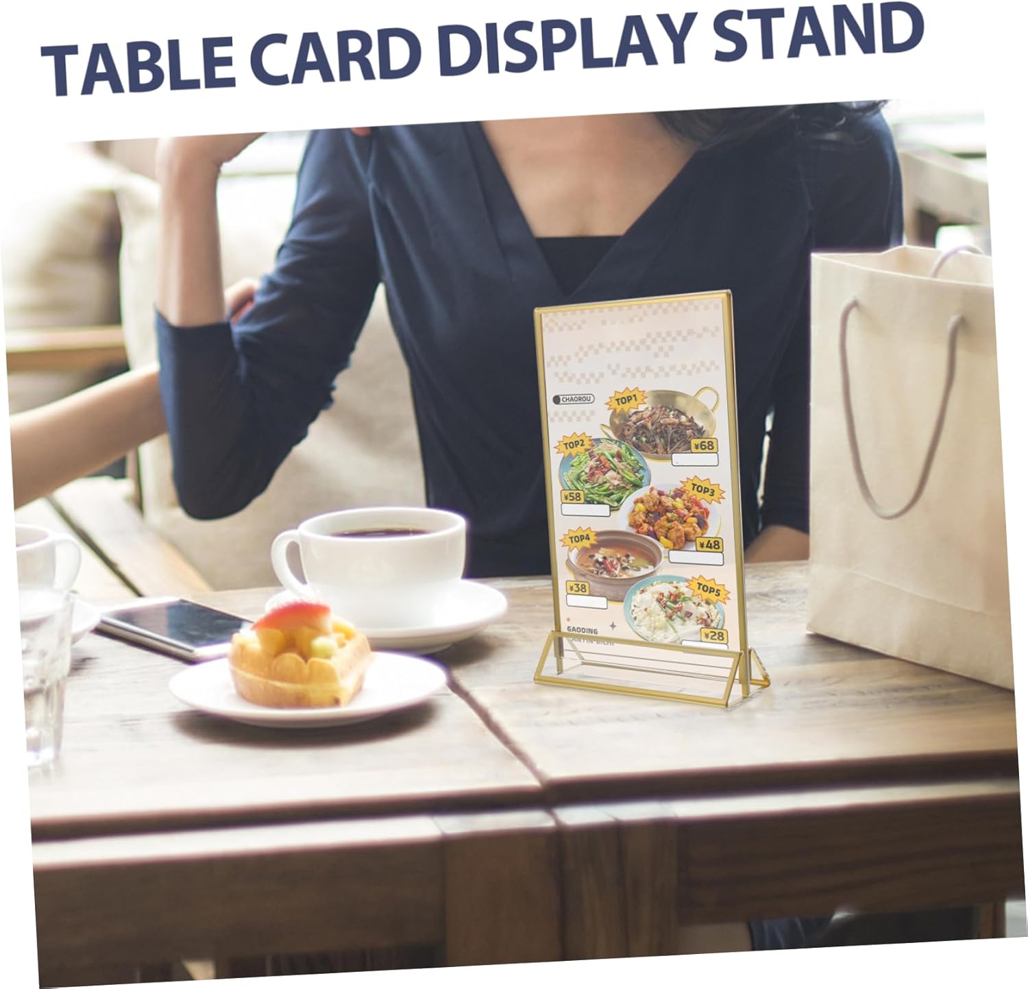 Garneck 6pcs Acrylic Table Menu Display Stand Double Sided Frame for Trade Show Events