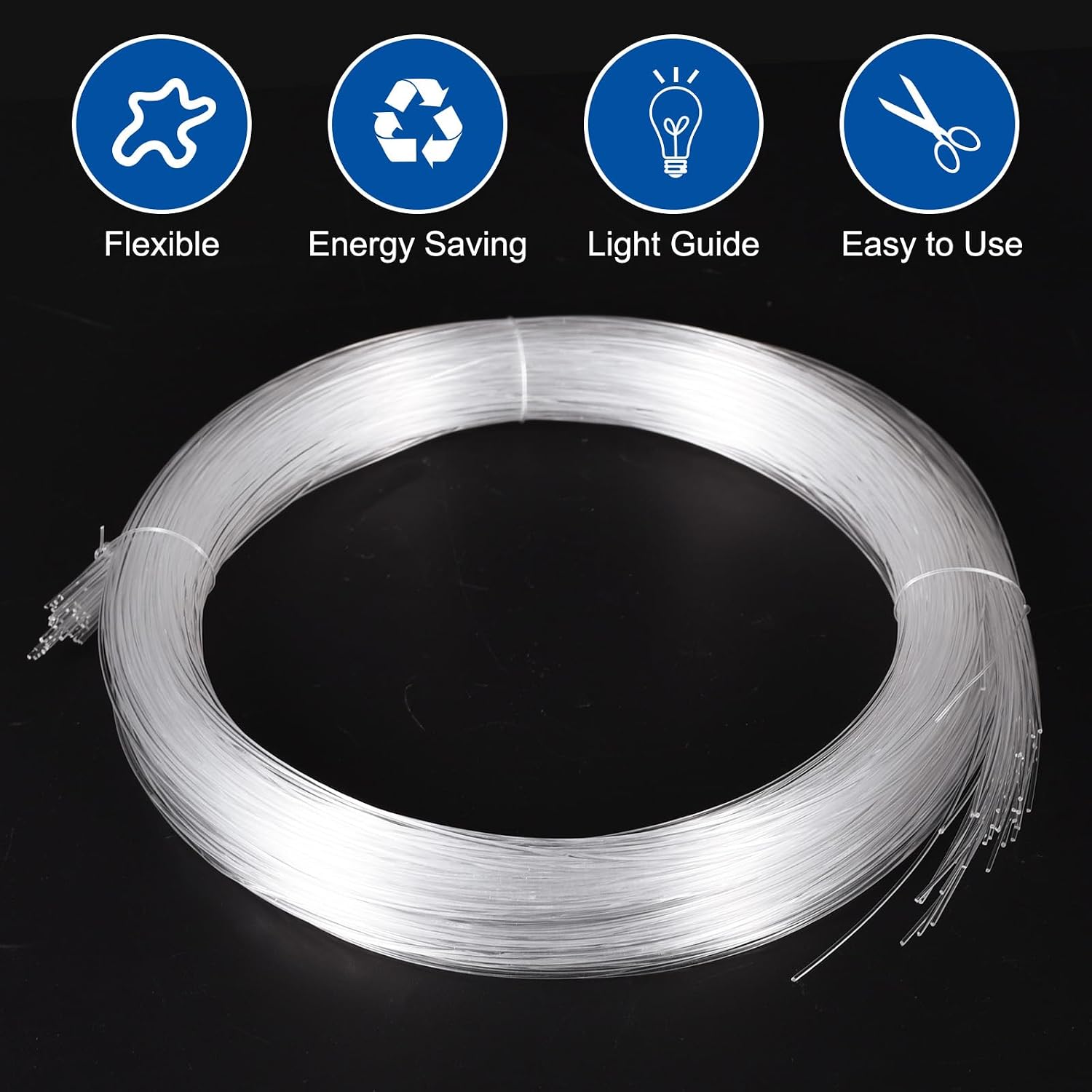 MECCANIXITY 50Pcs 13ft PMMA Mixed Fiber Optic Cable Strands 0.04 Inch Side Glow LED Illumination Crystal Cables Car Atmosphere Lights for Star Sky Roof Ceiling