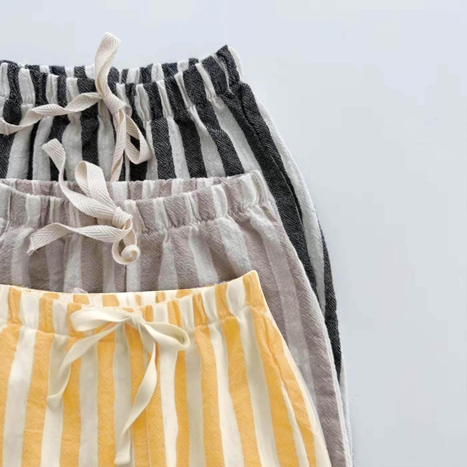 2 Pack Boys Girls Cotton Linen Harem Bloomers Pants for Baby Toddler Cute Striped Bloomer Elastic Basic Harem Pants Joggers