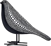Quoowiit Polka Dot Bird Figurine Sculpture - Modern Resin Shelf Decor for Living Room, Bedroom, Office, Home (Black)