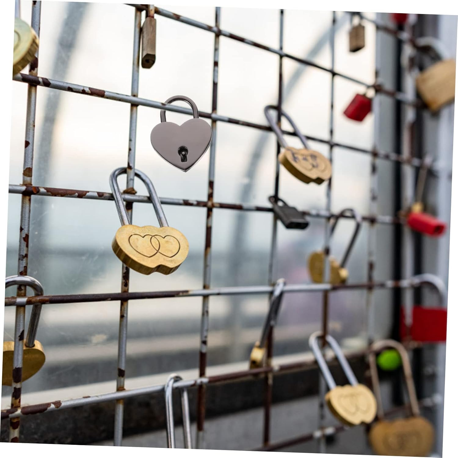 14 Pcs Heart Lock Color Padlock Heart-Shaped Lock Hanging Luggage Lock Wishing Lock Bag Hanging Lock Color Love Lock Handbag Lock Wishing Couple Lock Color Couple Lock/2069