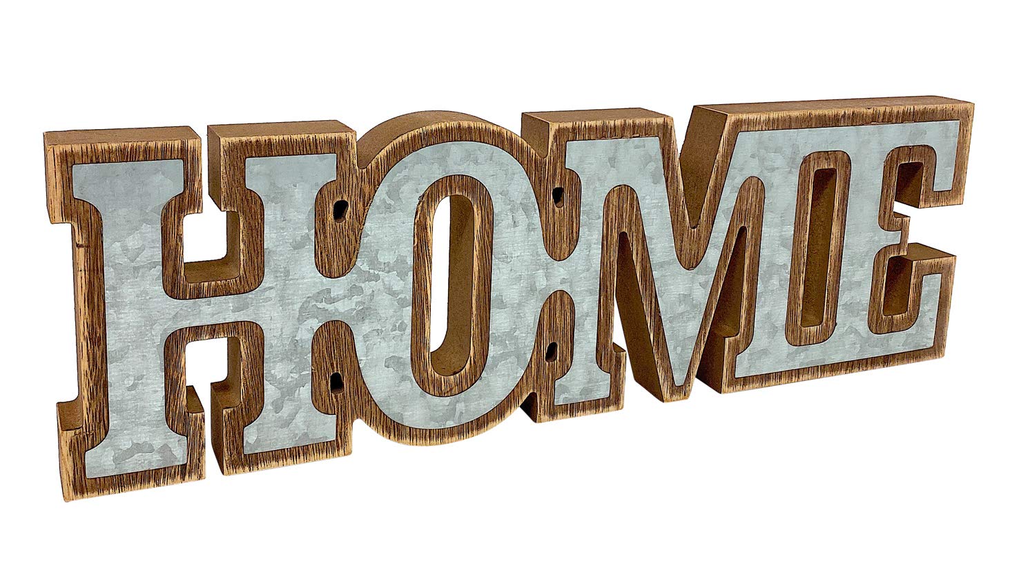 S.T.C. Home Decor Block Sign Wooden Metal Rustic Scrolled Freestanding Desk Shelf Room Art (Home)