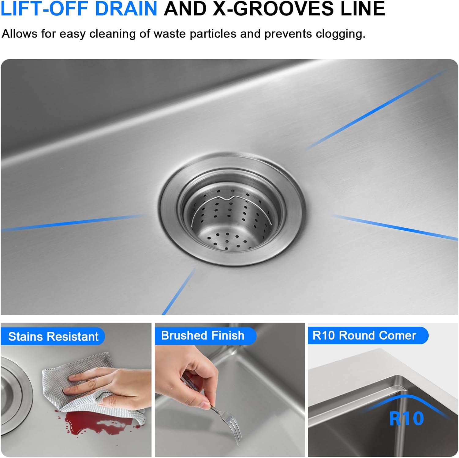 28 Inch Topmount Kitchen Sink Workstation 16 Gauge Stainless Steel 28x22 Drop In Single Bowl Kitchen Sink Large Capacity Noise Reduction Quick Drainage Multi-functional Accessories Included