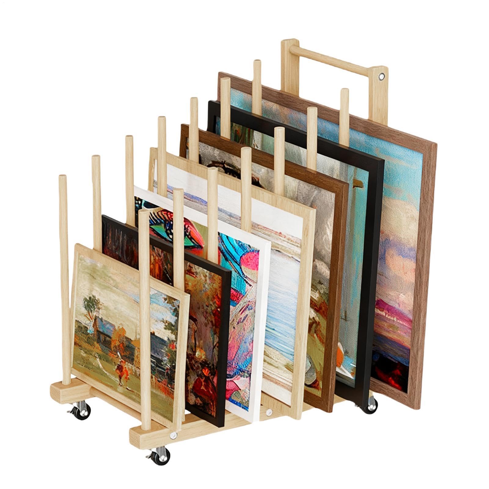 Bastidor De Almacenamiento Para Lienzos Organizador De Madera Compacto Y | Organizador De Lienzos para Obras de Arte Pósteres Estudio Escritorio Papel